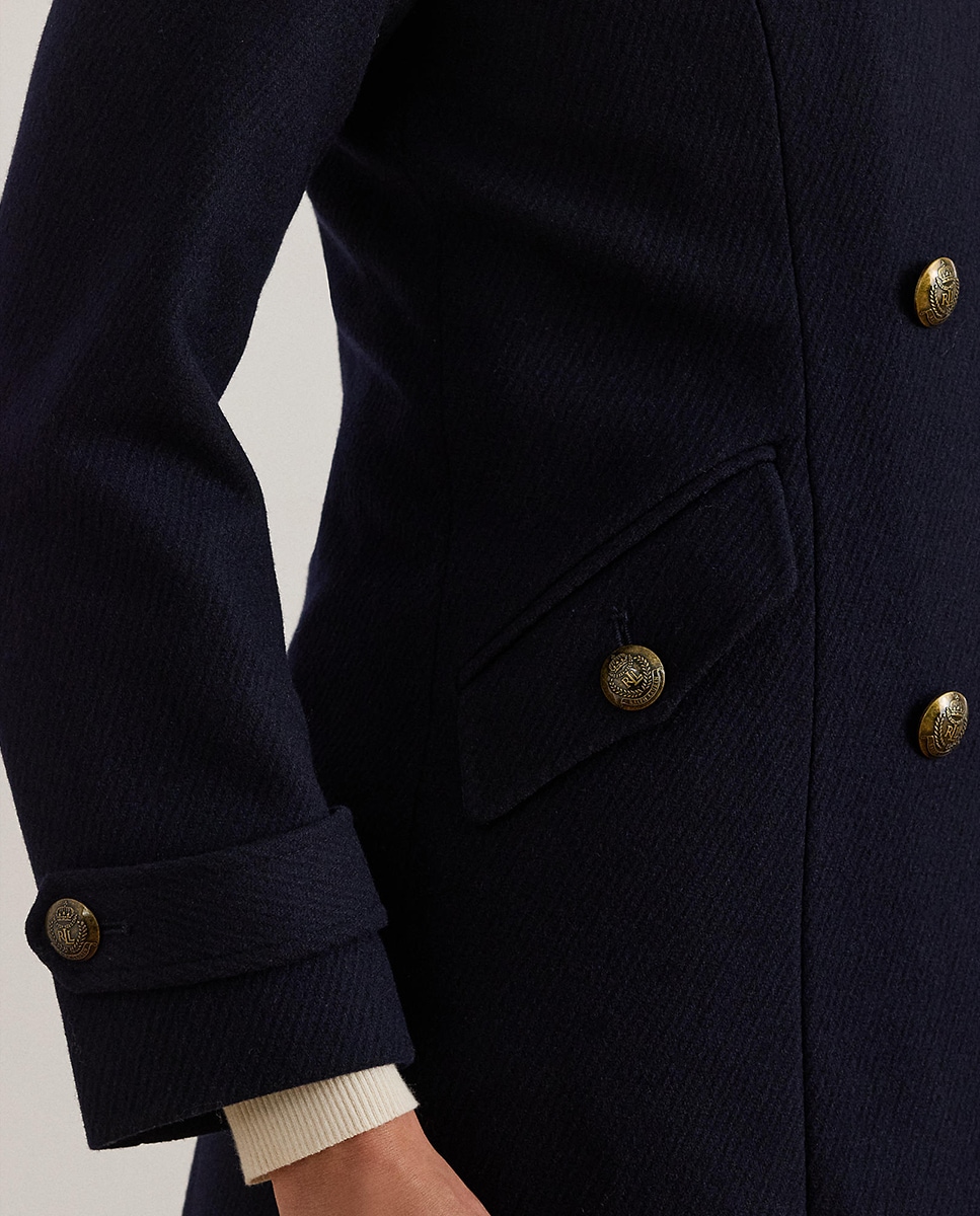 Sobretudo de Pano com Abotoadura Dupla Azul-marinho-6