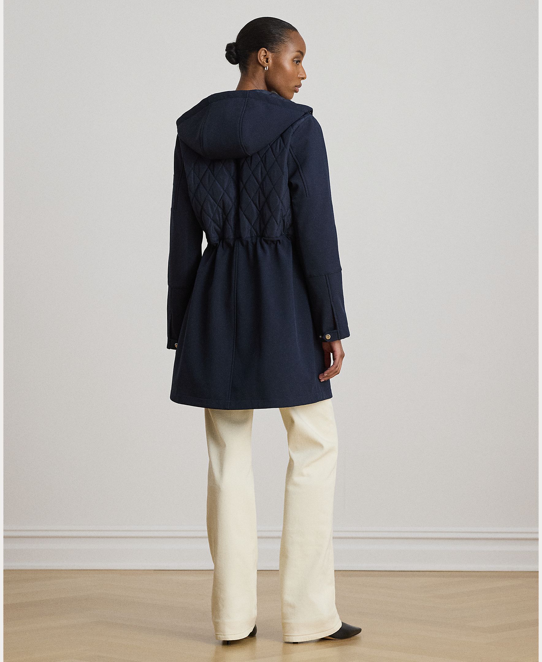 Abrigo acolchado de mujer de rombos con capucha - Lauren Ralph Lauren - Azul marino Azul marino-4