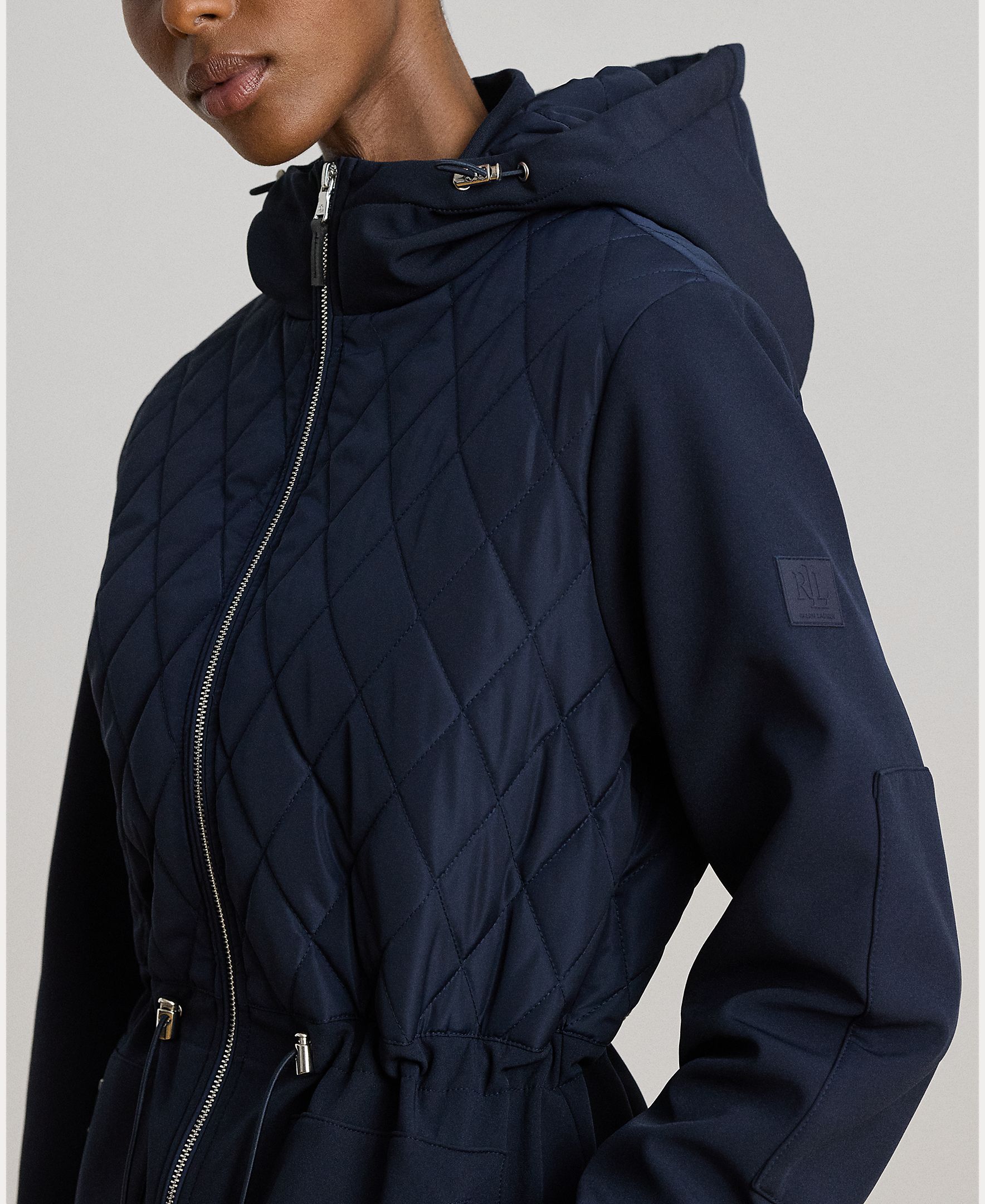 Abrigo acolchado de mujer de rombos con capucha - Lauren Ralph Lauren - Azul marino Azul marino-5