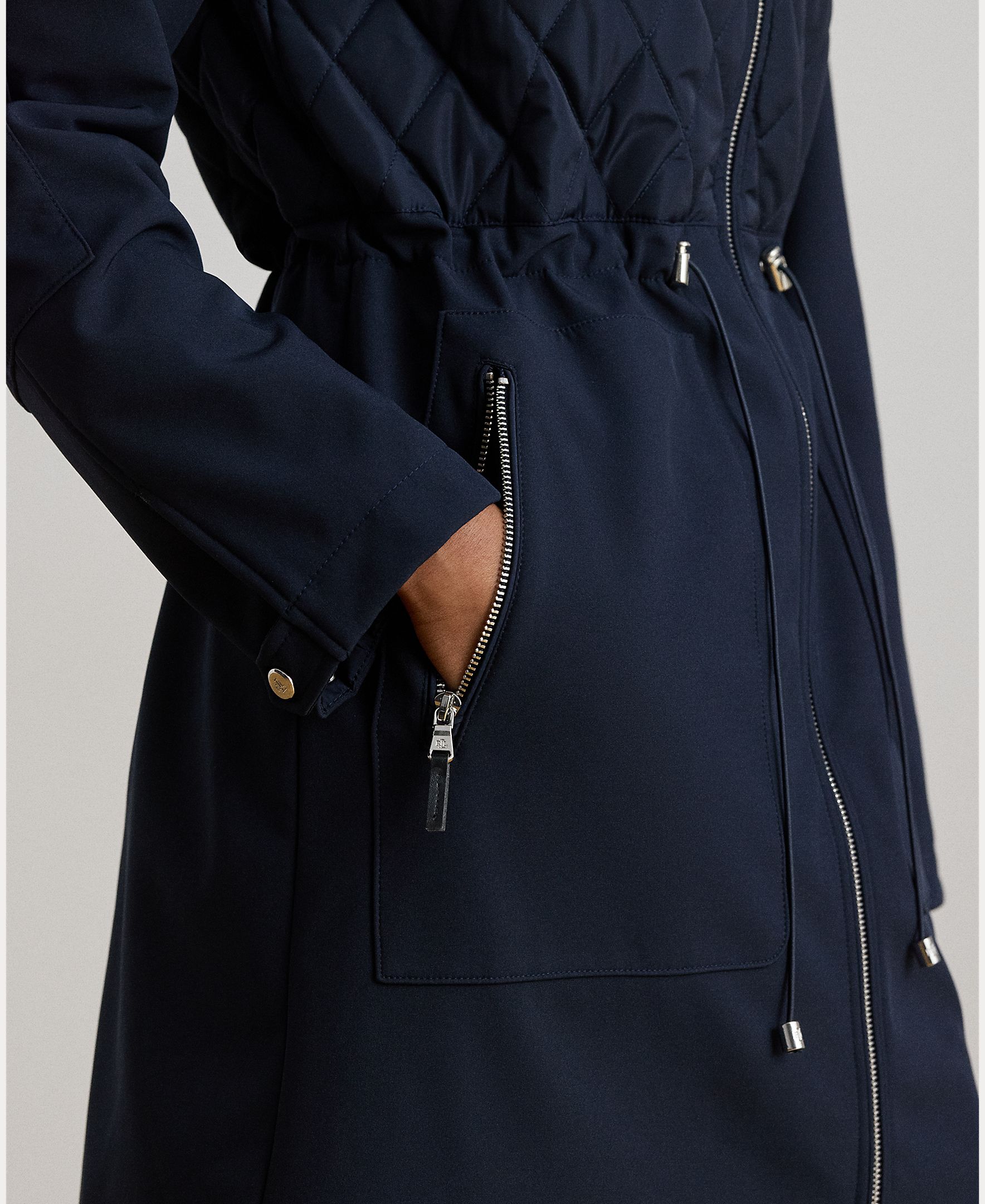 Abrigo acolchado de mujer de rombos con capucha - Lauren Ralph Lauren - Azul marino Azul marino-6