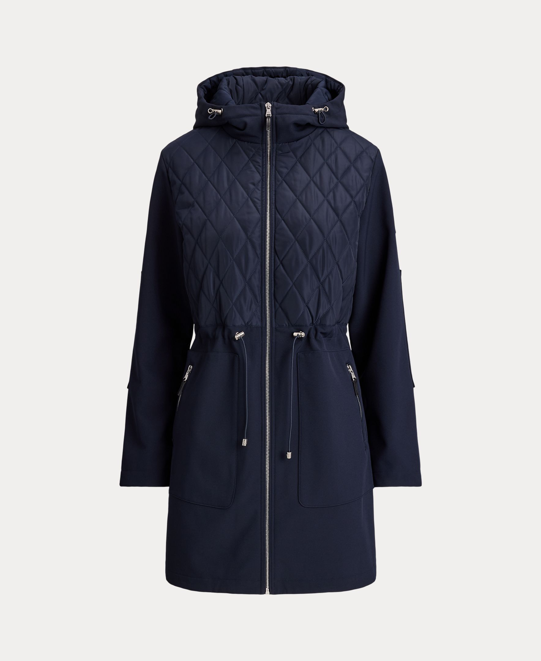 Abrigo acolchado de mujer de rombos con capucha - Lauren Ralph Lauren - Azul marino Azul marino-7