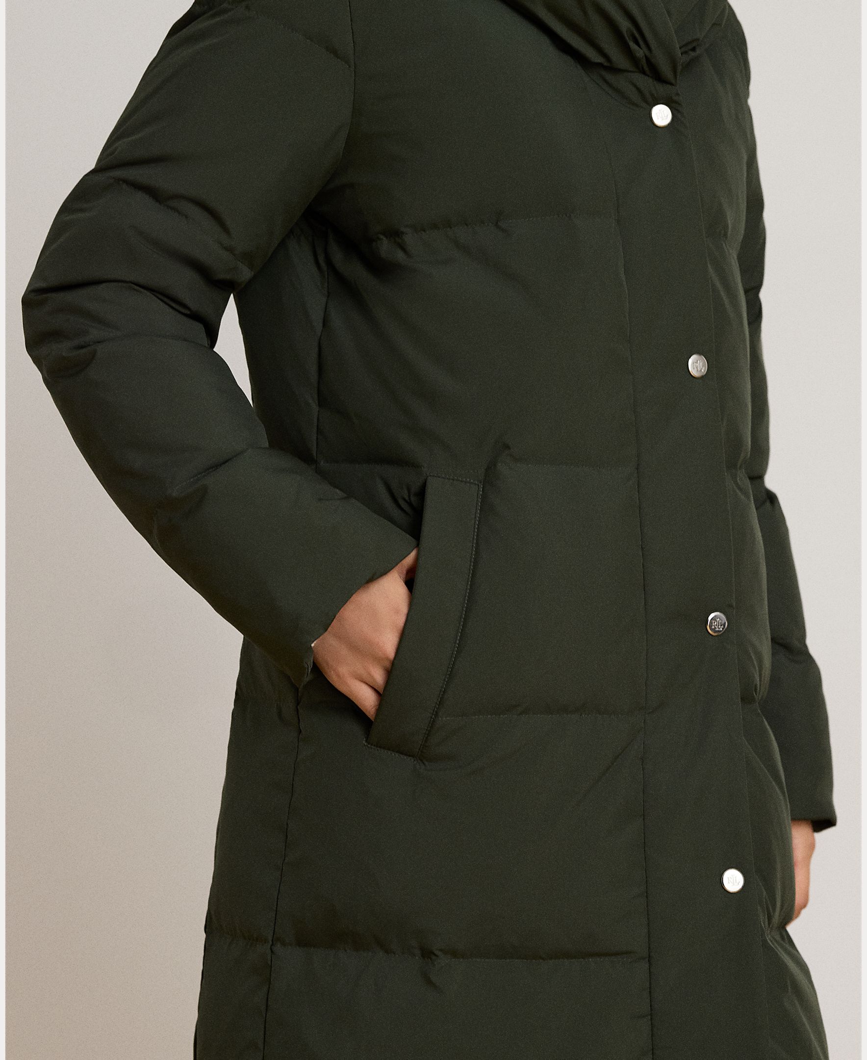 Blusão Acolchoado Comprido com Capuz, Disponível em Tamanhos Grandes Verde-militar-6