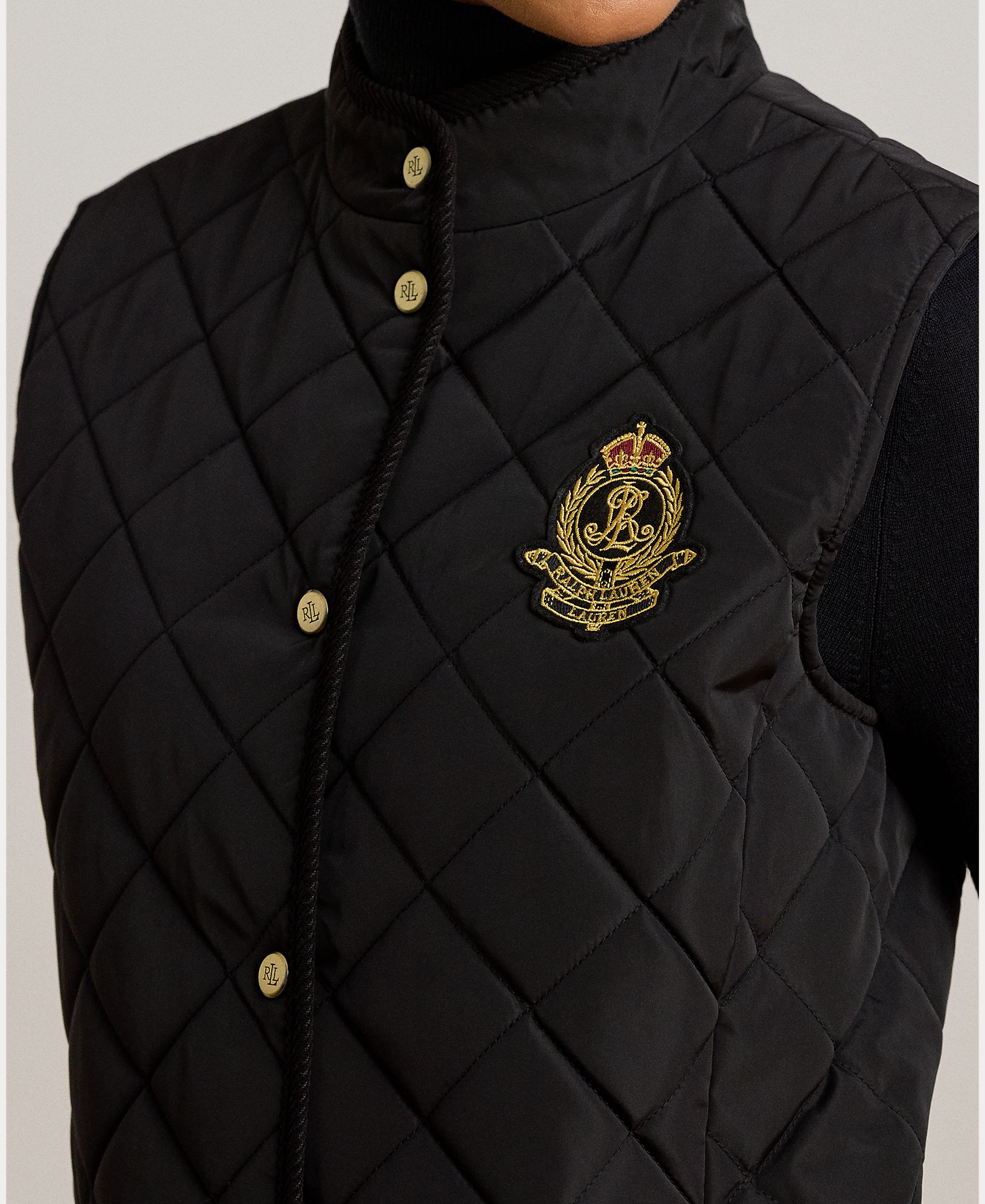 Colete Acolchoado com Remendo de Escudo Preto-4