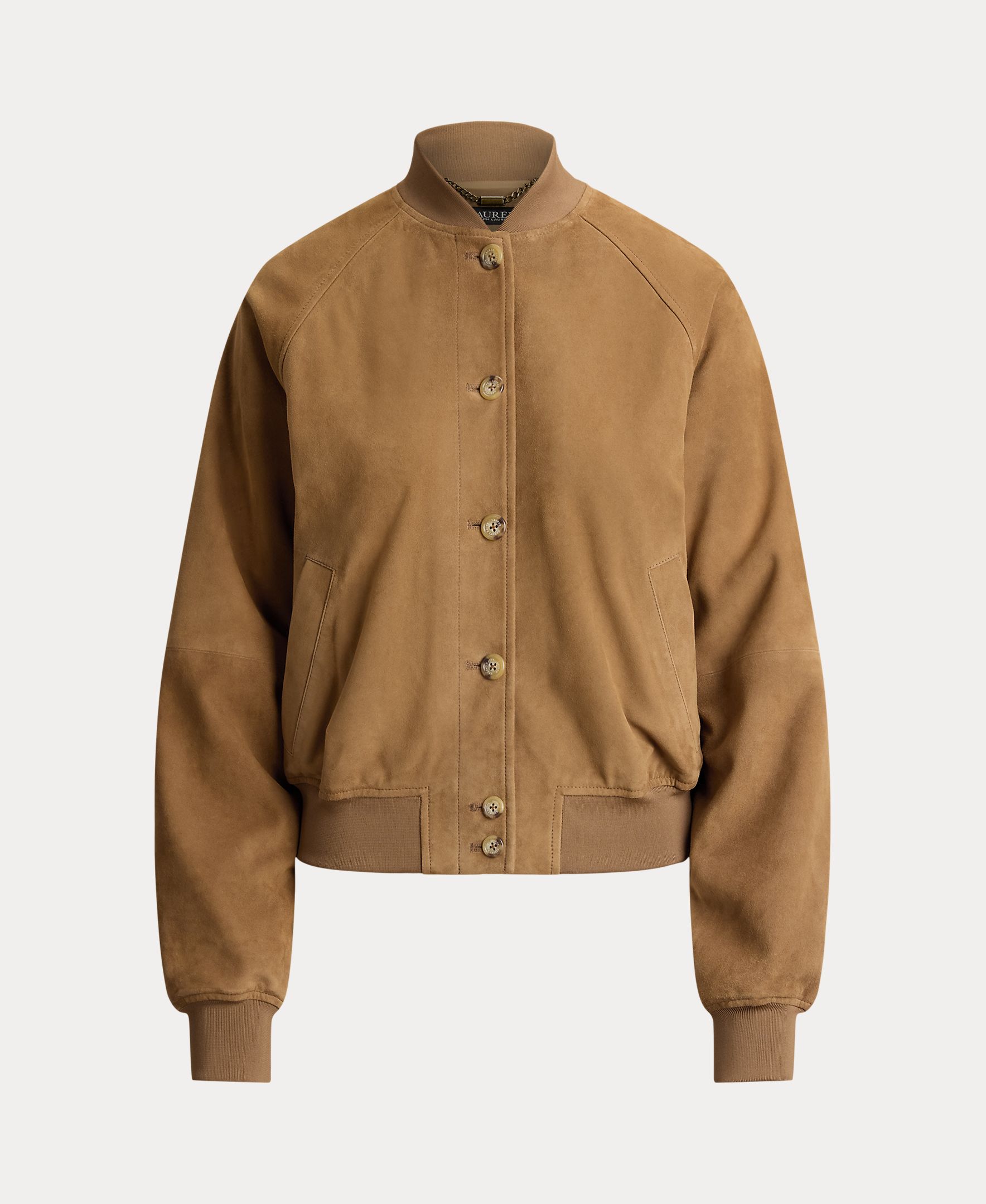 Blusão Estilo Bomber de Camurça Castanho-claro-6