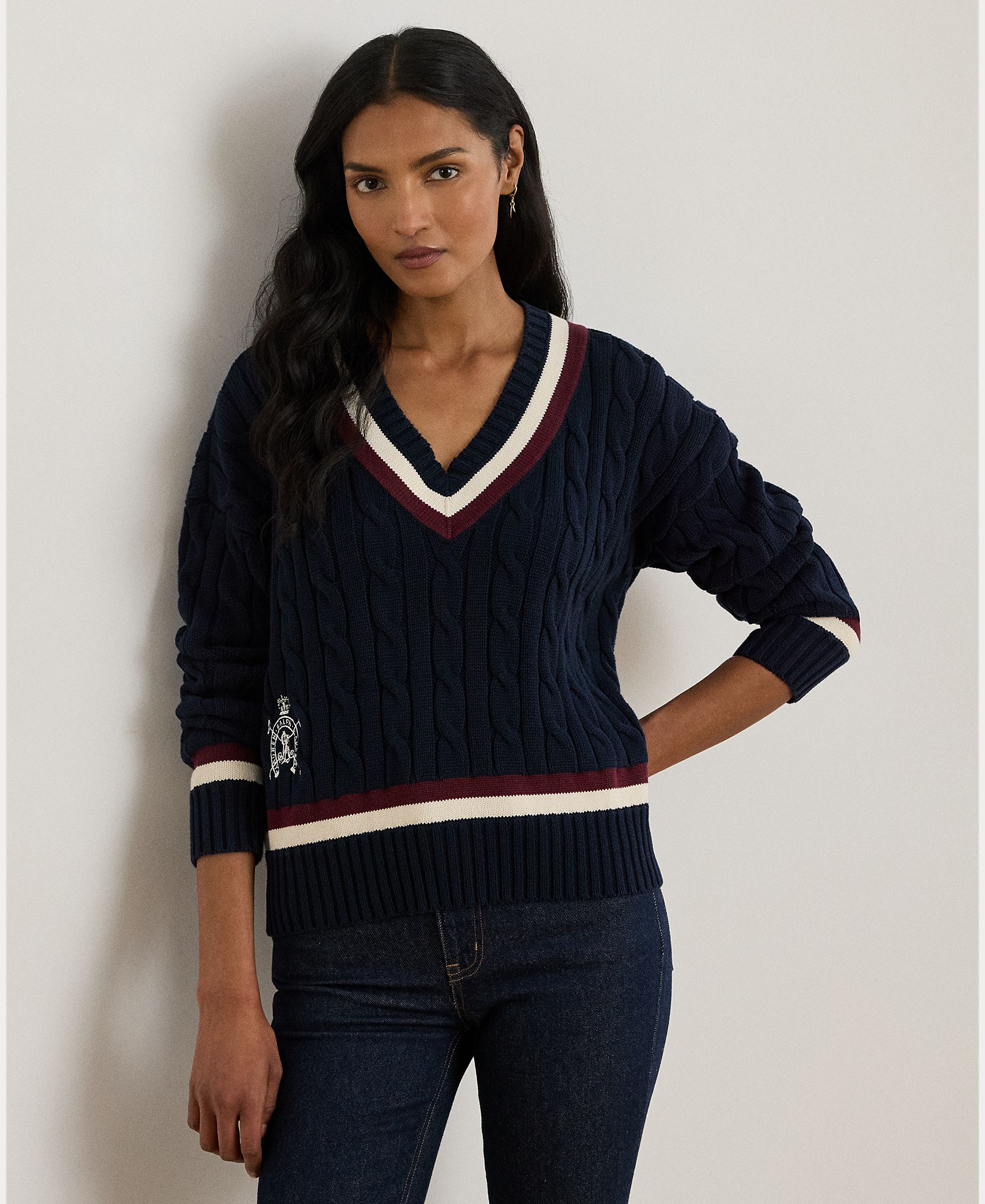 Lauren Ralph Lauren - Jersey de mujer de algodón en punto de ochos.