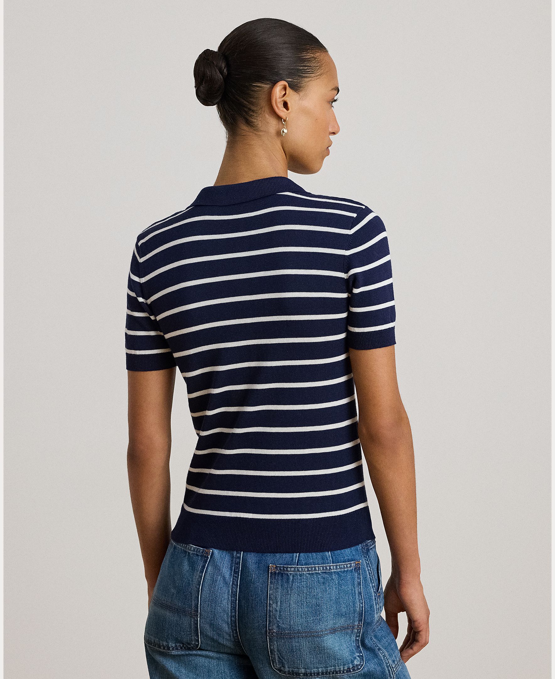 Camisola de Malha Tipo Polo com Manga Curta Azul-marinho-2