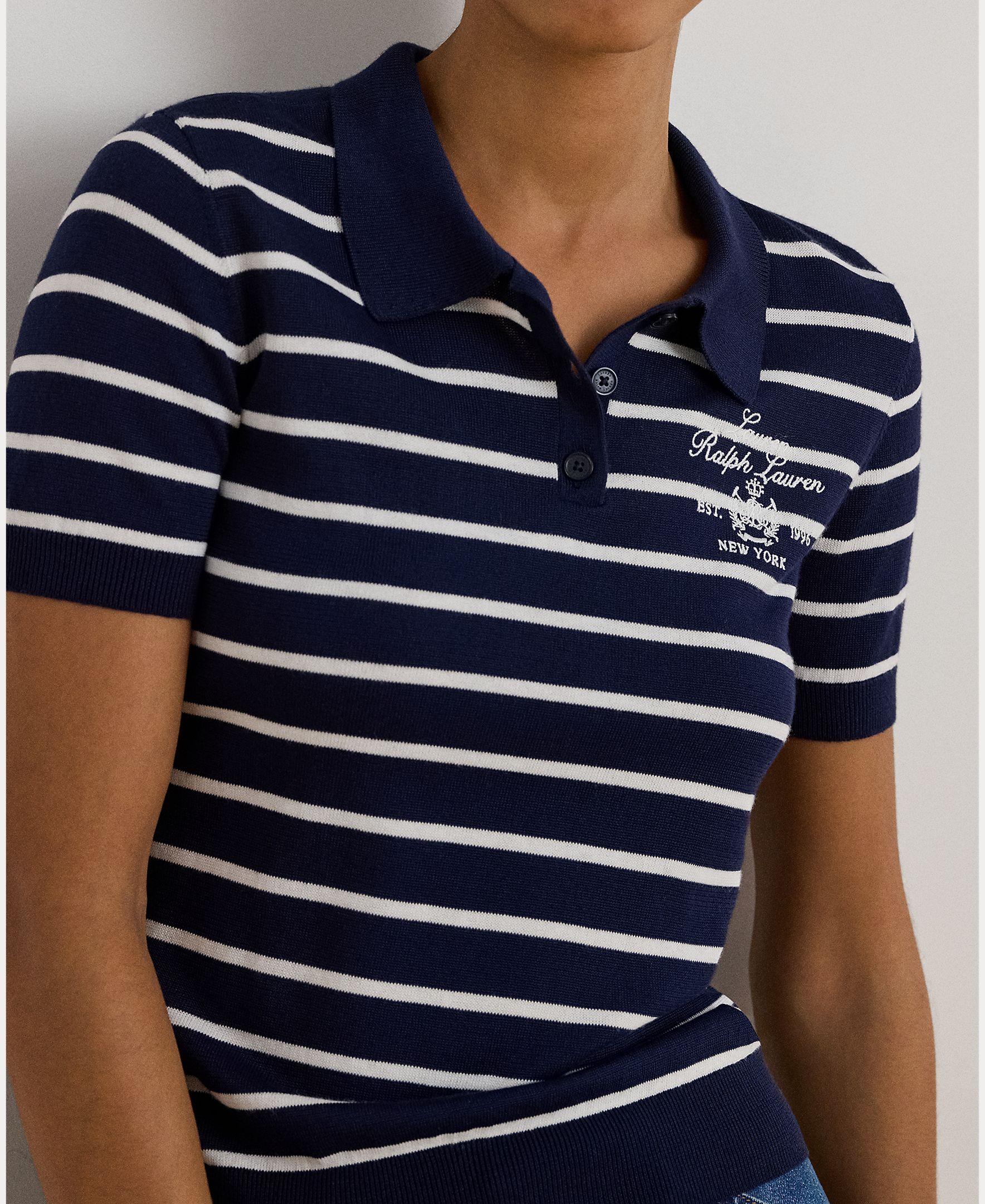 Camisola de Malha Tipo Polo com Manga Curta Azul-marinho-3