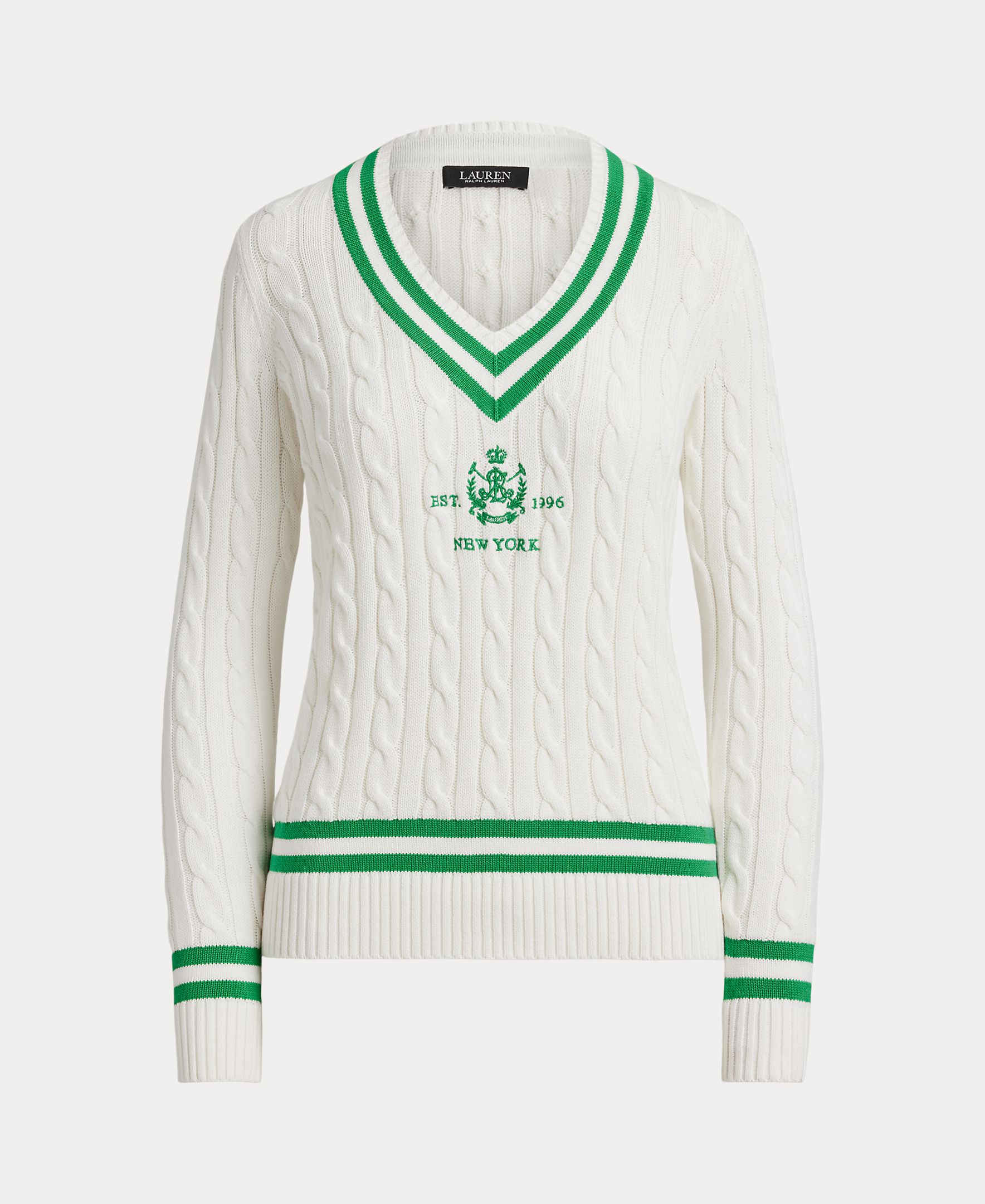 Camisola de Malha de Algodão com Decote em Bico Branco-4