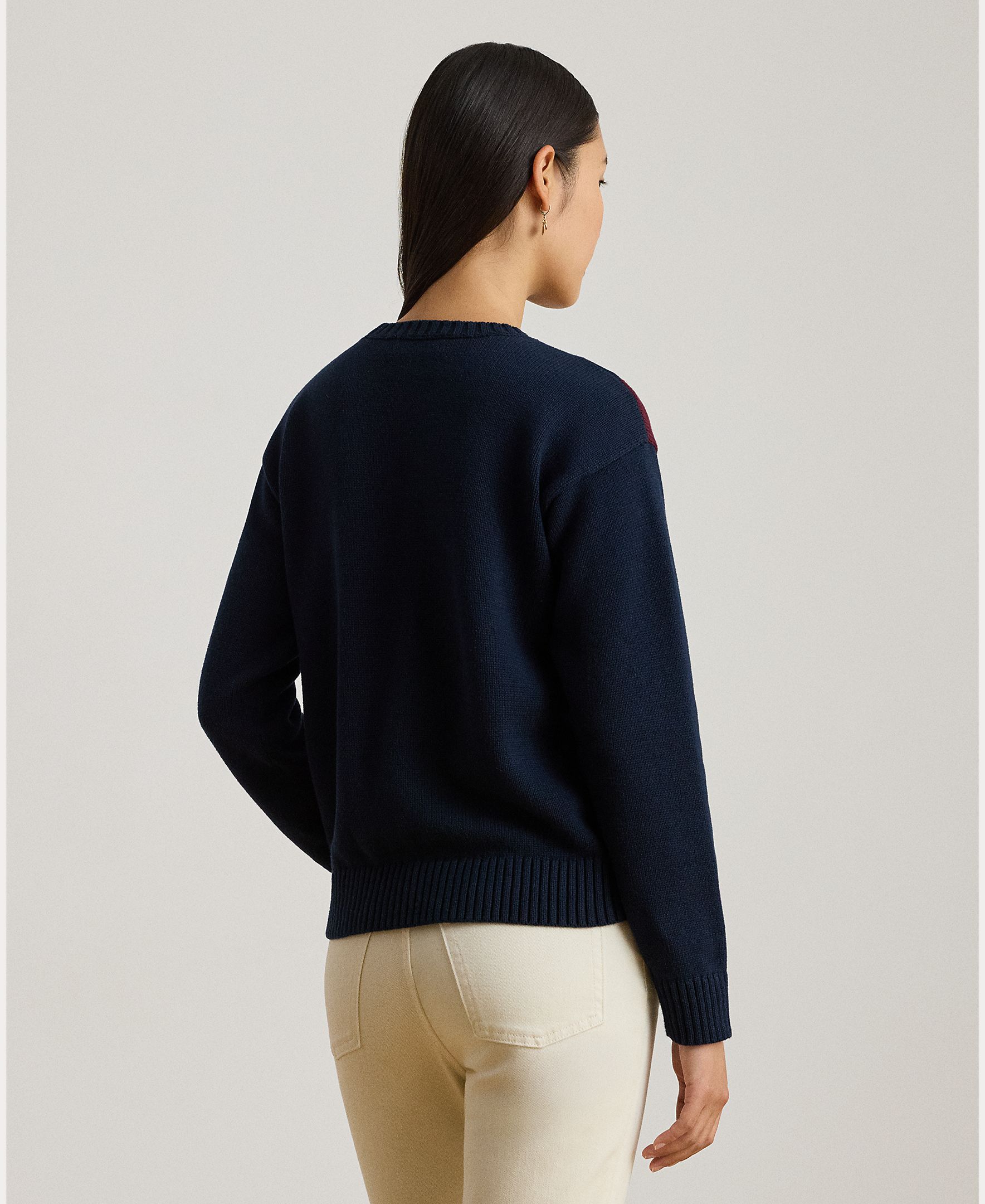 Camisola de Malha de Algodão com Escudo Azul-marinho-2