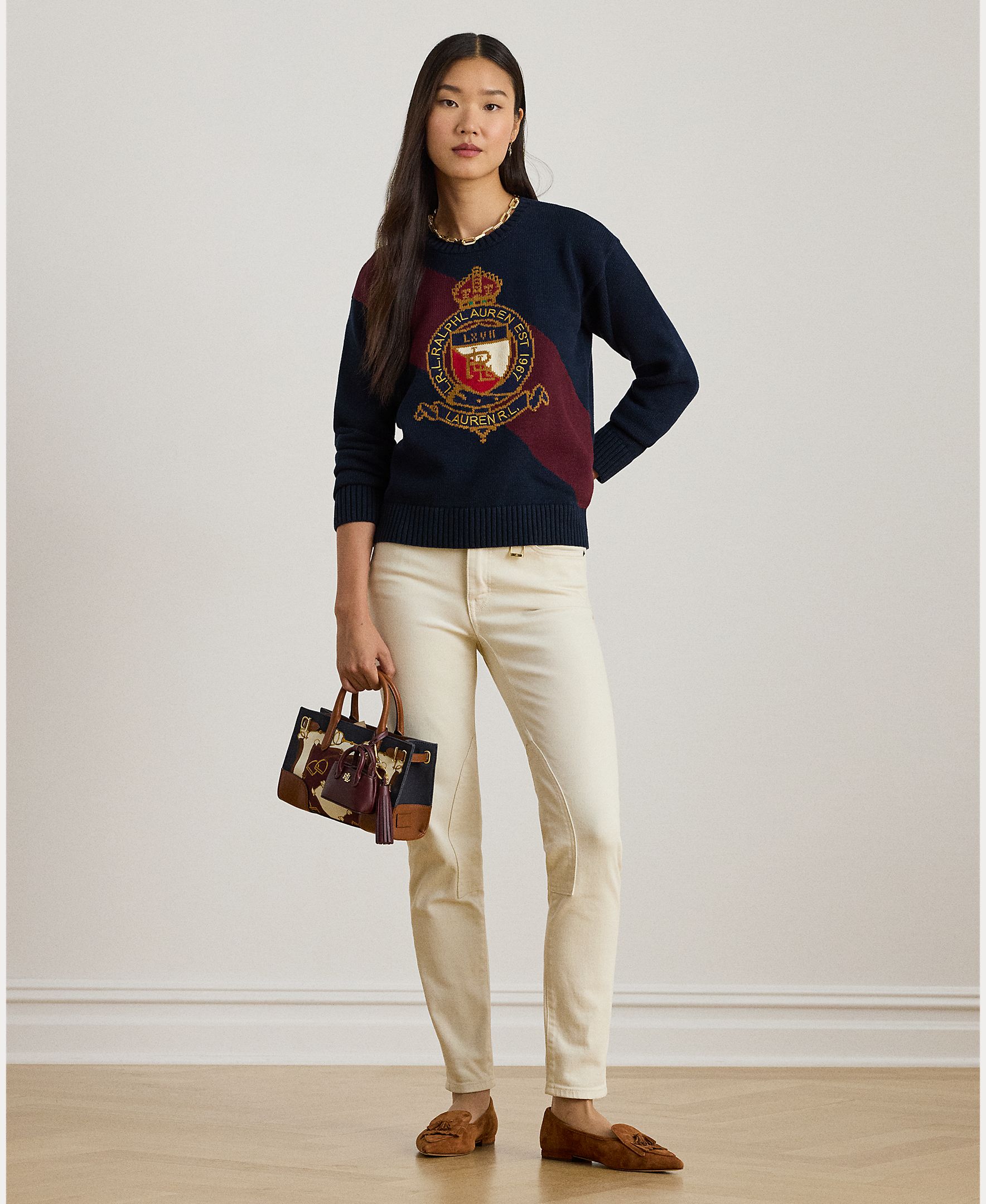 Camisola de Malha de Algodão com Escudo Azul-marinho-4