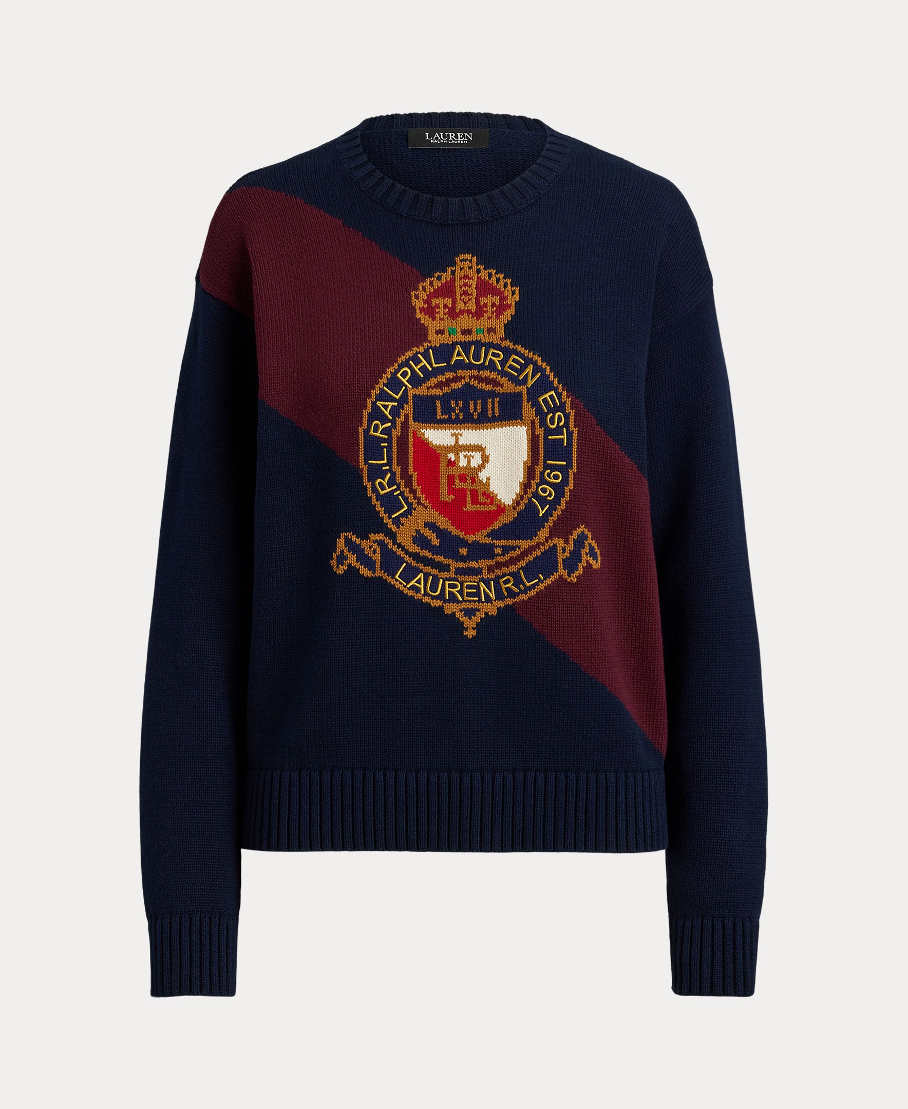 Camisola de Malha de Algodão com Escudo Azul-marinho-3