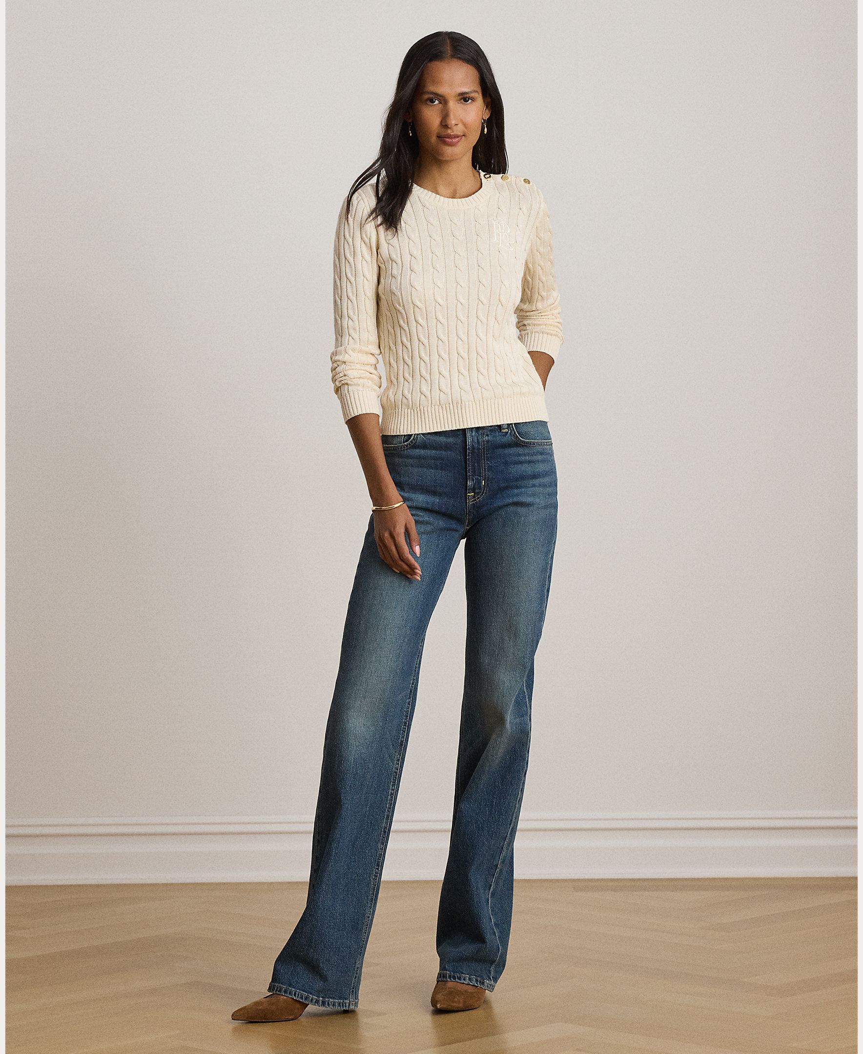 Camisola de Malha de Algodão com Debruado de Botões Natural-5