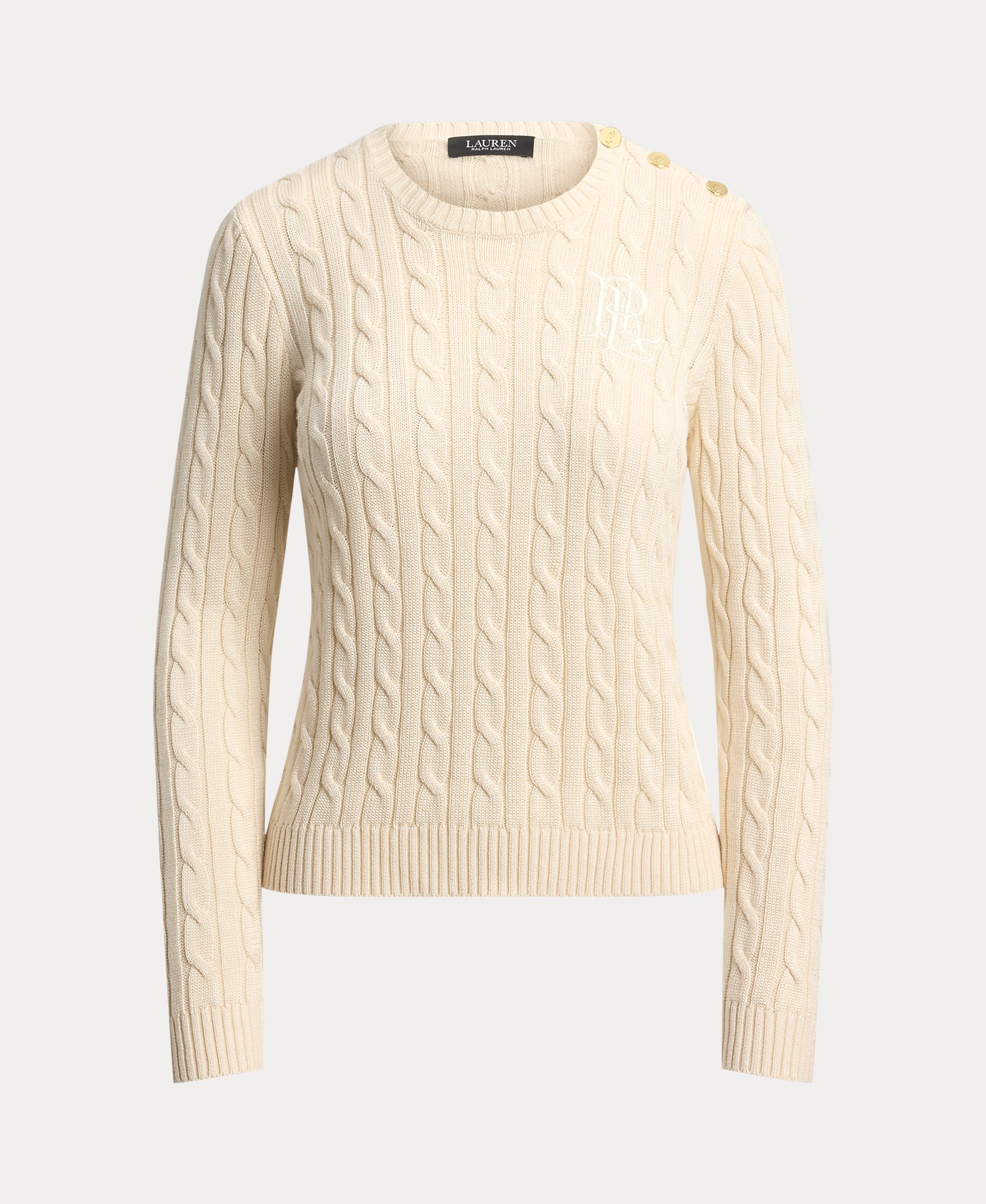Camisola de Malha de Algodão com Debruado de Botões Natural-6