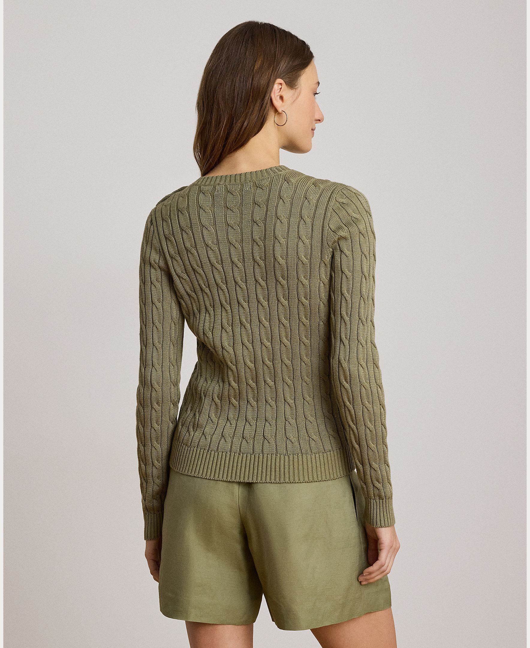 Camisola de Malha de Algodão com Debruado de Botões Caqui-3