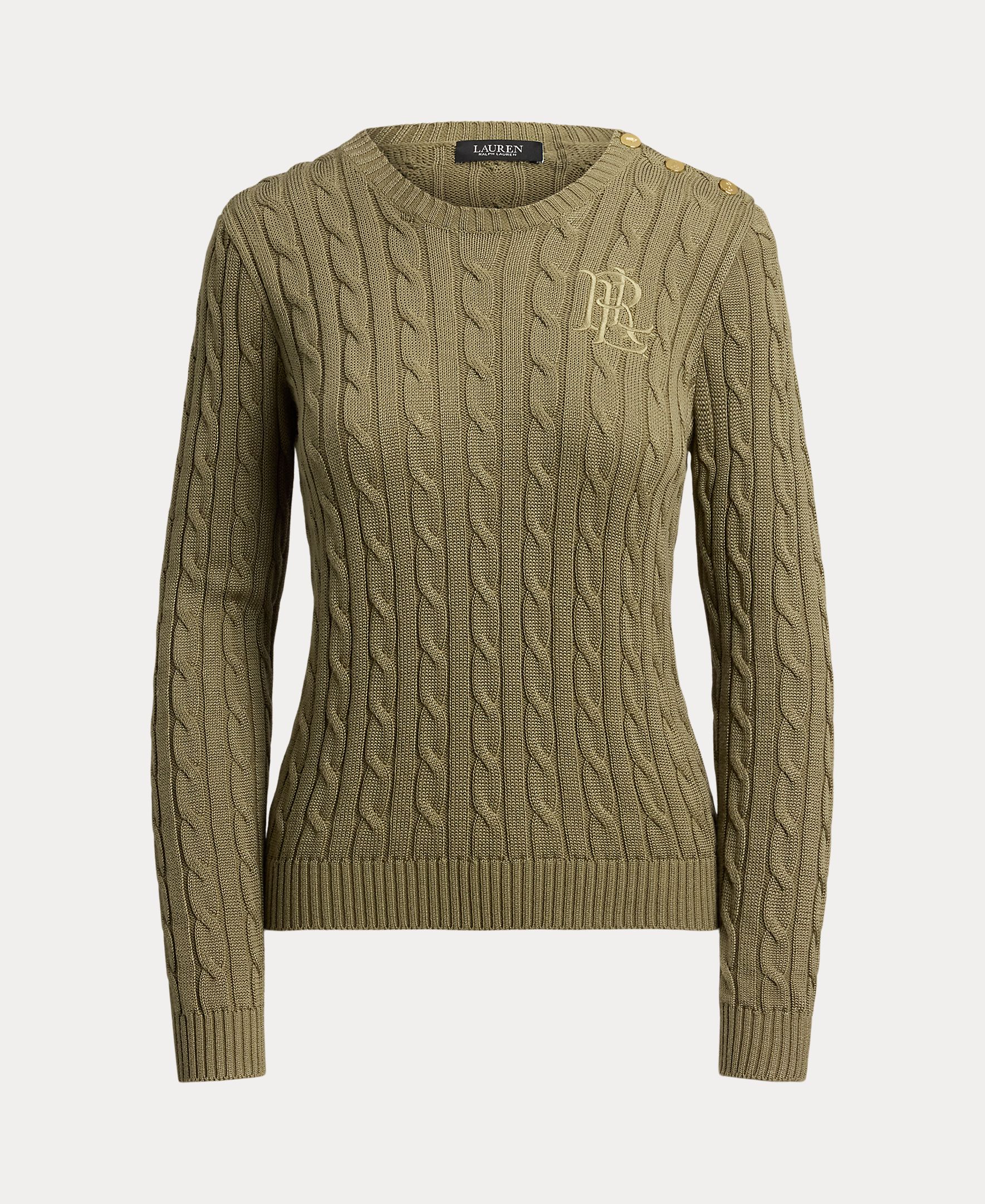 Camisola de Malha de Algodão com Debruado de Botões Caqui-6