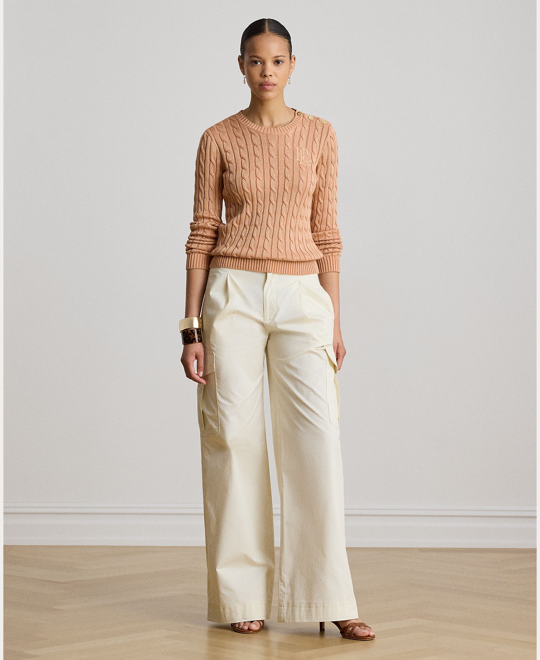 Imagen 6 de Jersey de mujer de algodón con ribete de botones - Lauren Ralph Lauren - Rosa claro Rosa claro