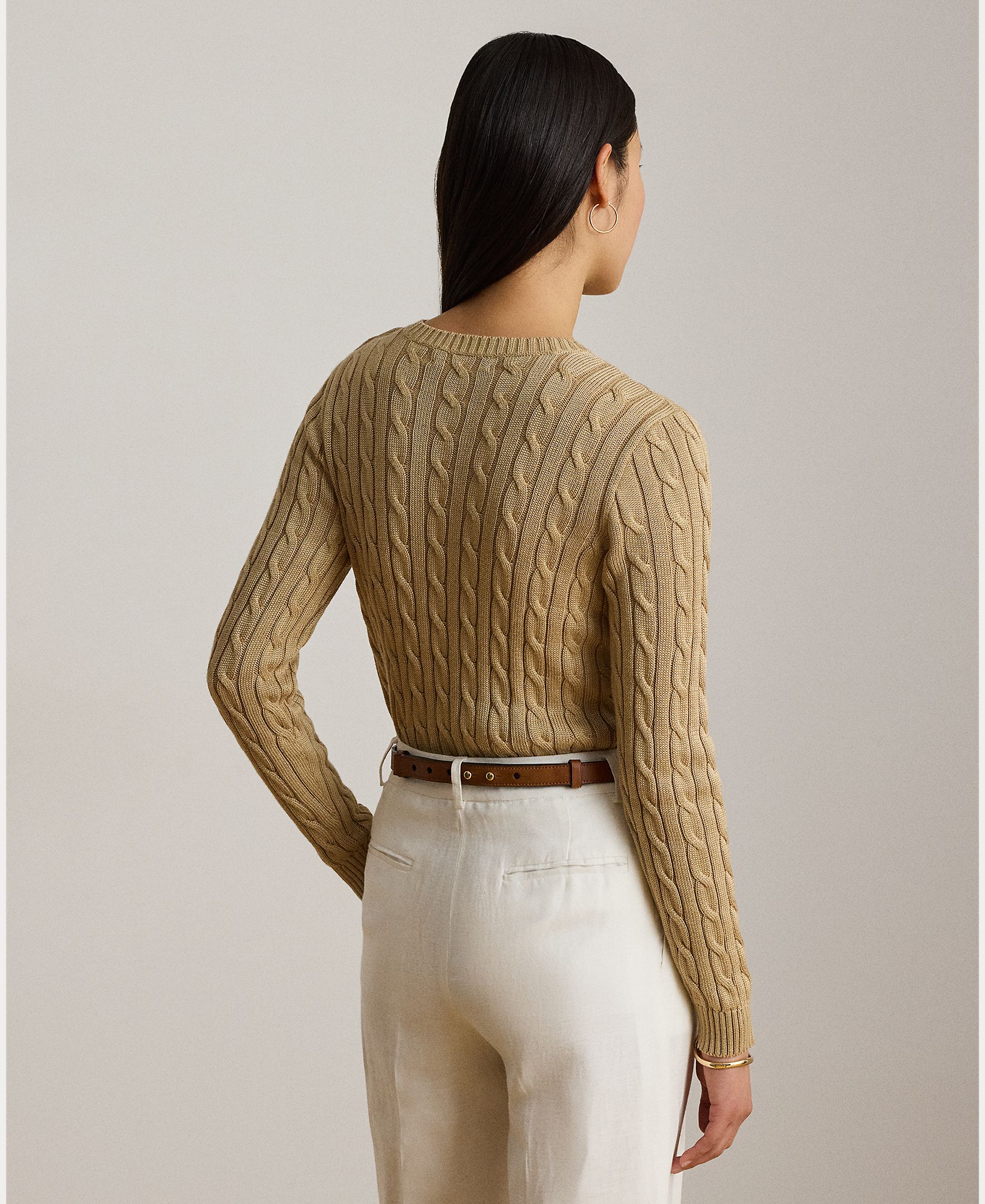 Jersey de mujer de algodón con ribete de botones - Lauren Ralph Lauren - Beige Beige-3