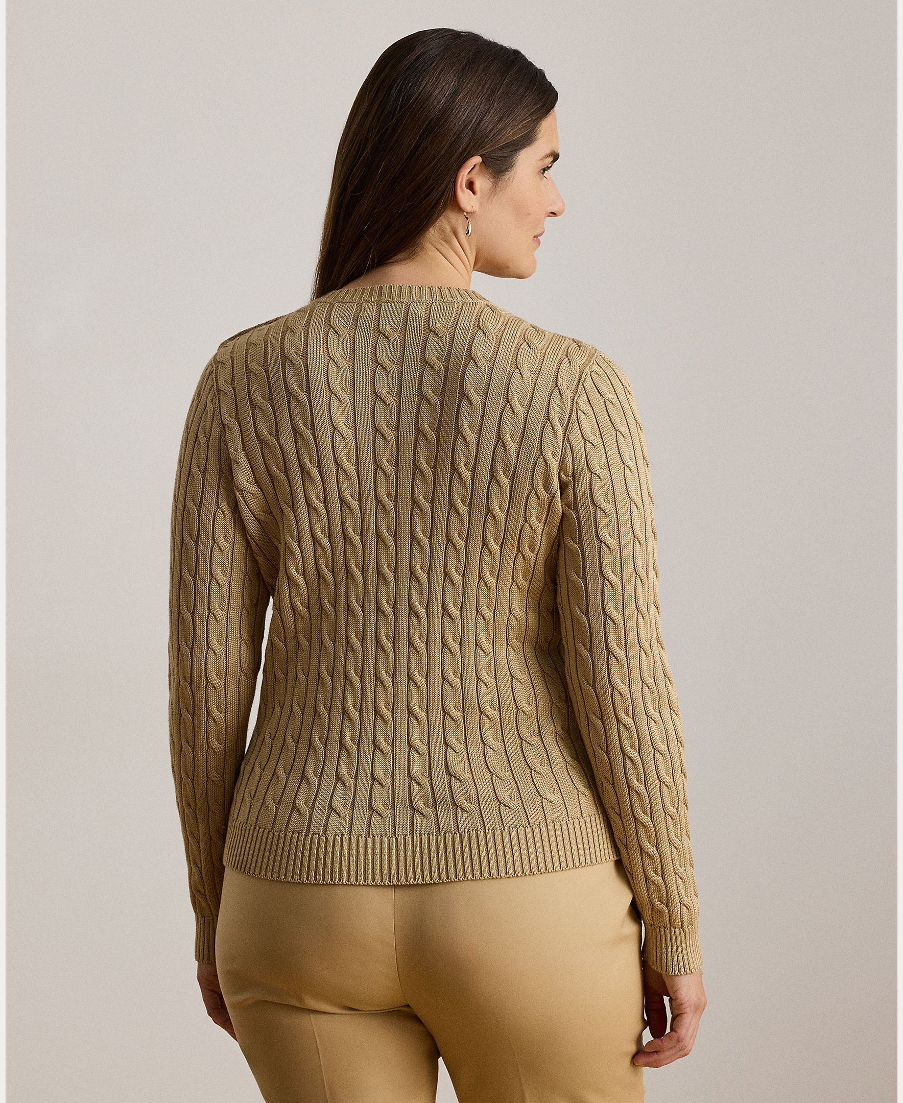 Jersey de mujer de algodón con ribete de botones - Lauren Ralph Lauren - Beige Beige-7