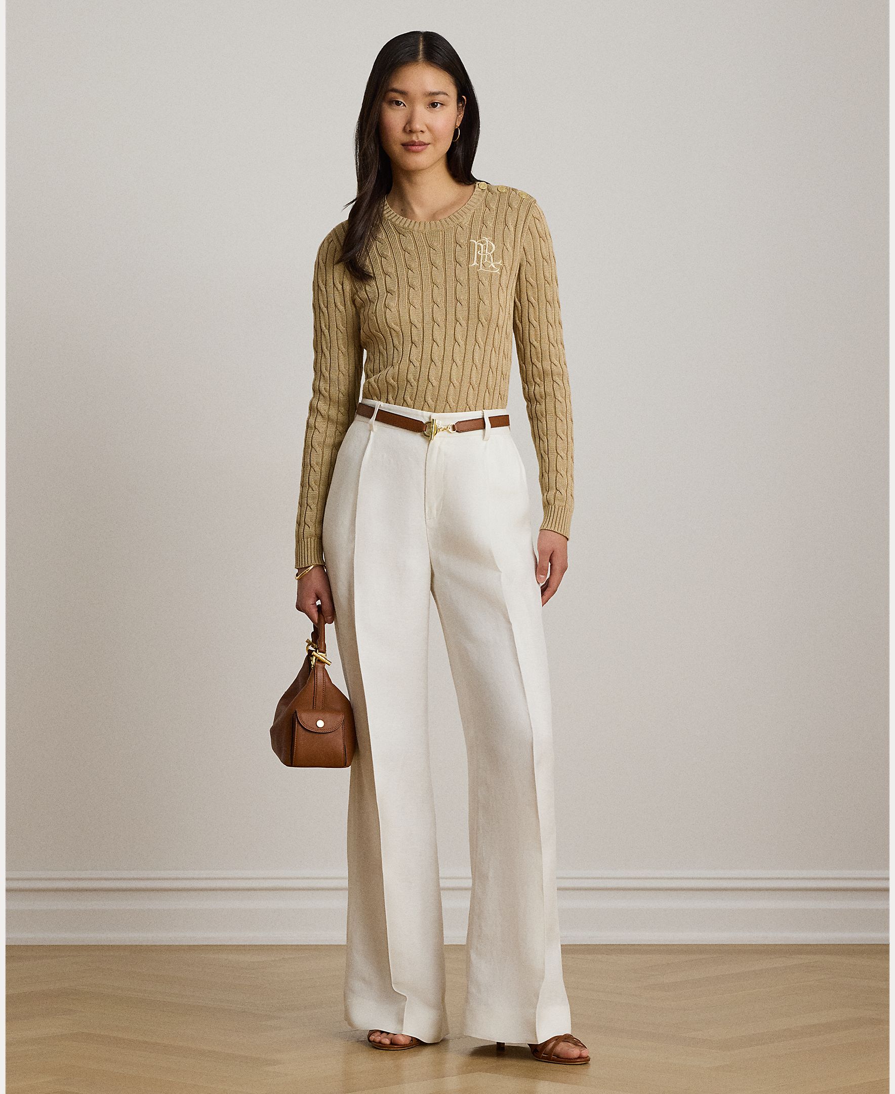Jersey de mujer de algodón con ribete de botones - Lauren Ralph Lauren - Beige Beige-10