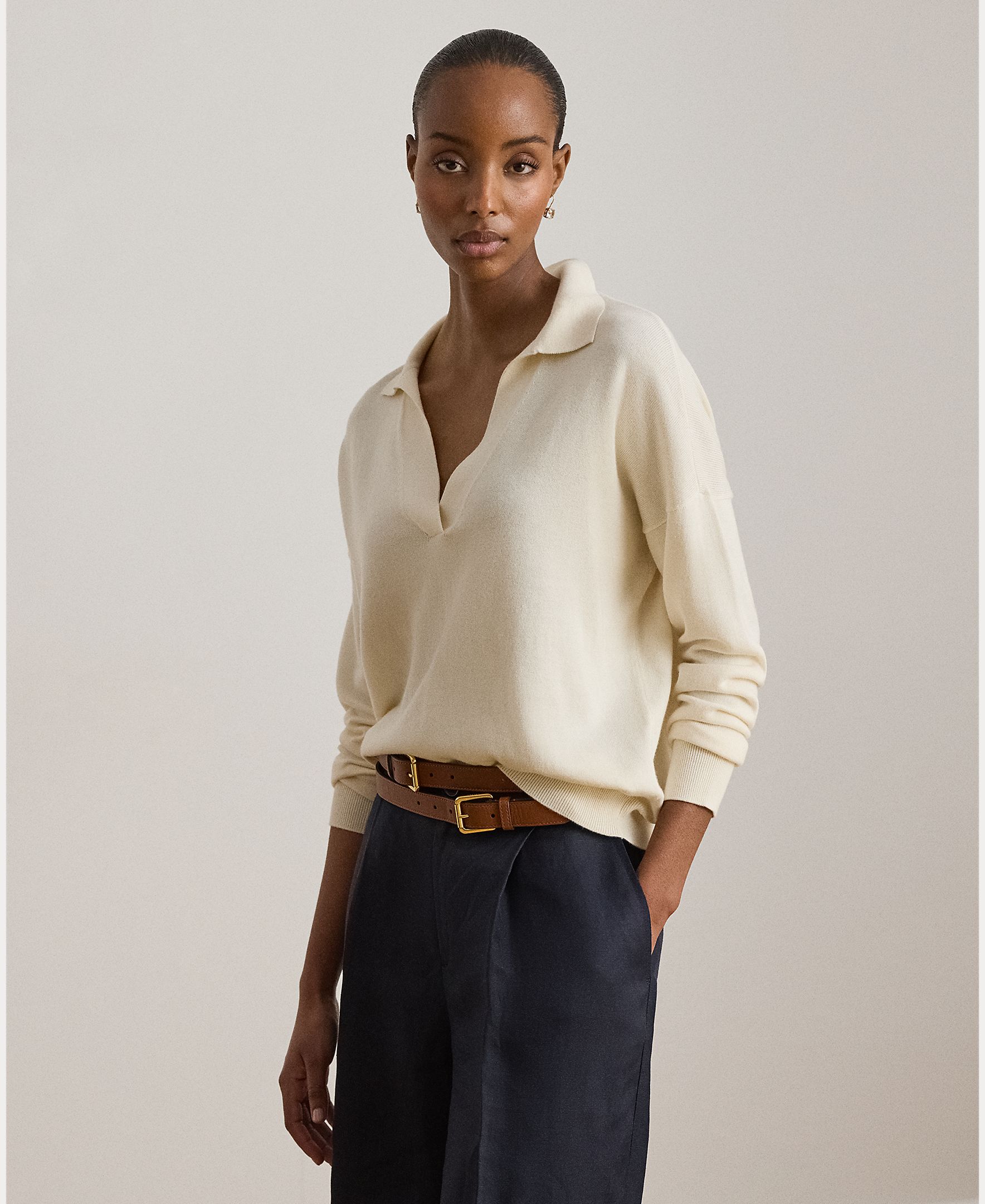 Lauren Ralph Lauren - Jersey de mujer de algodón con cuello polo.