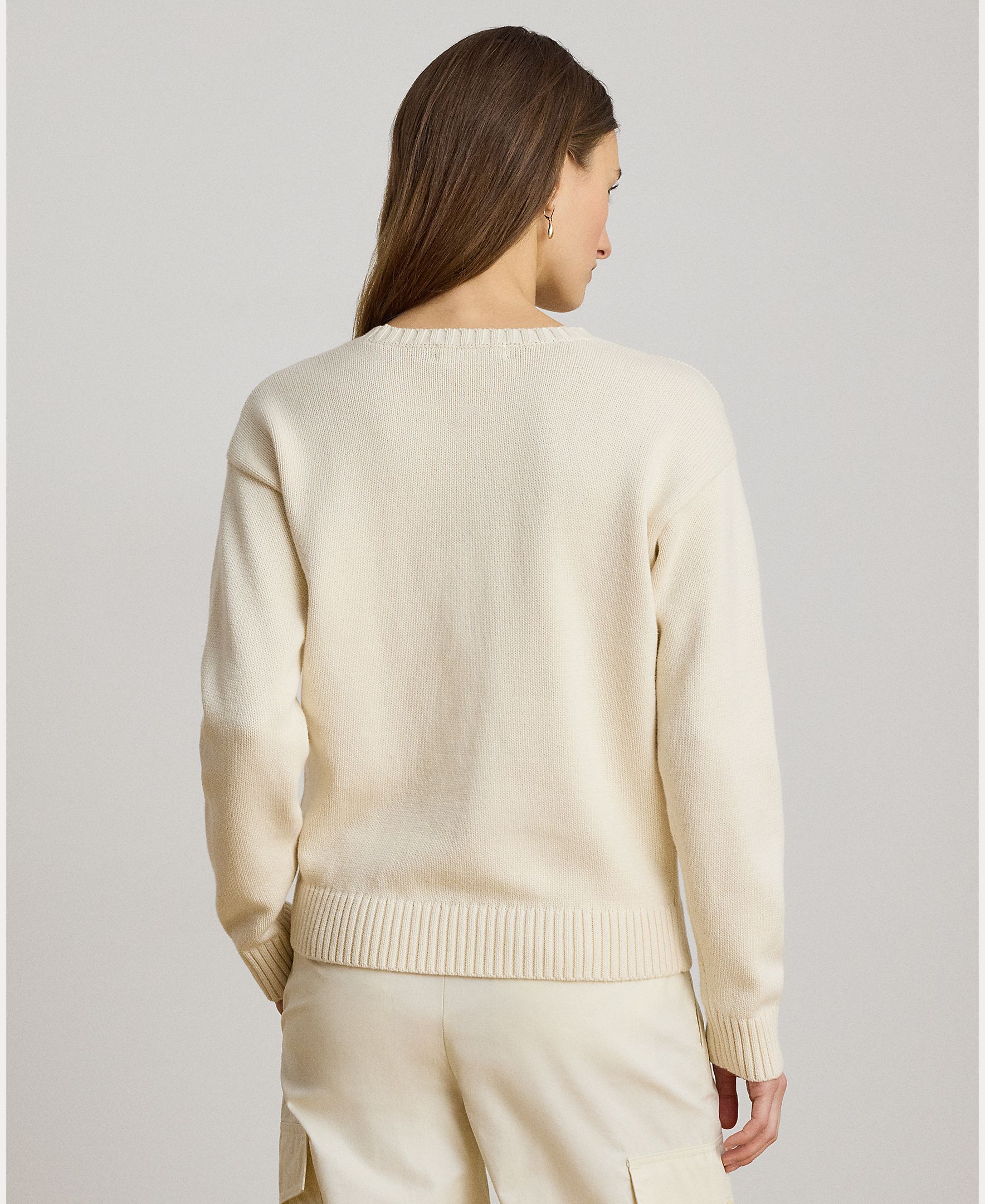 Camisola de Malha de Algodão com Decote Redondo Cru-3
