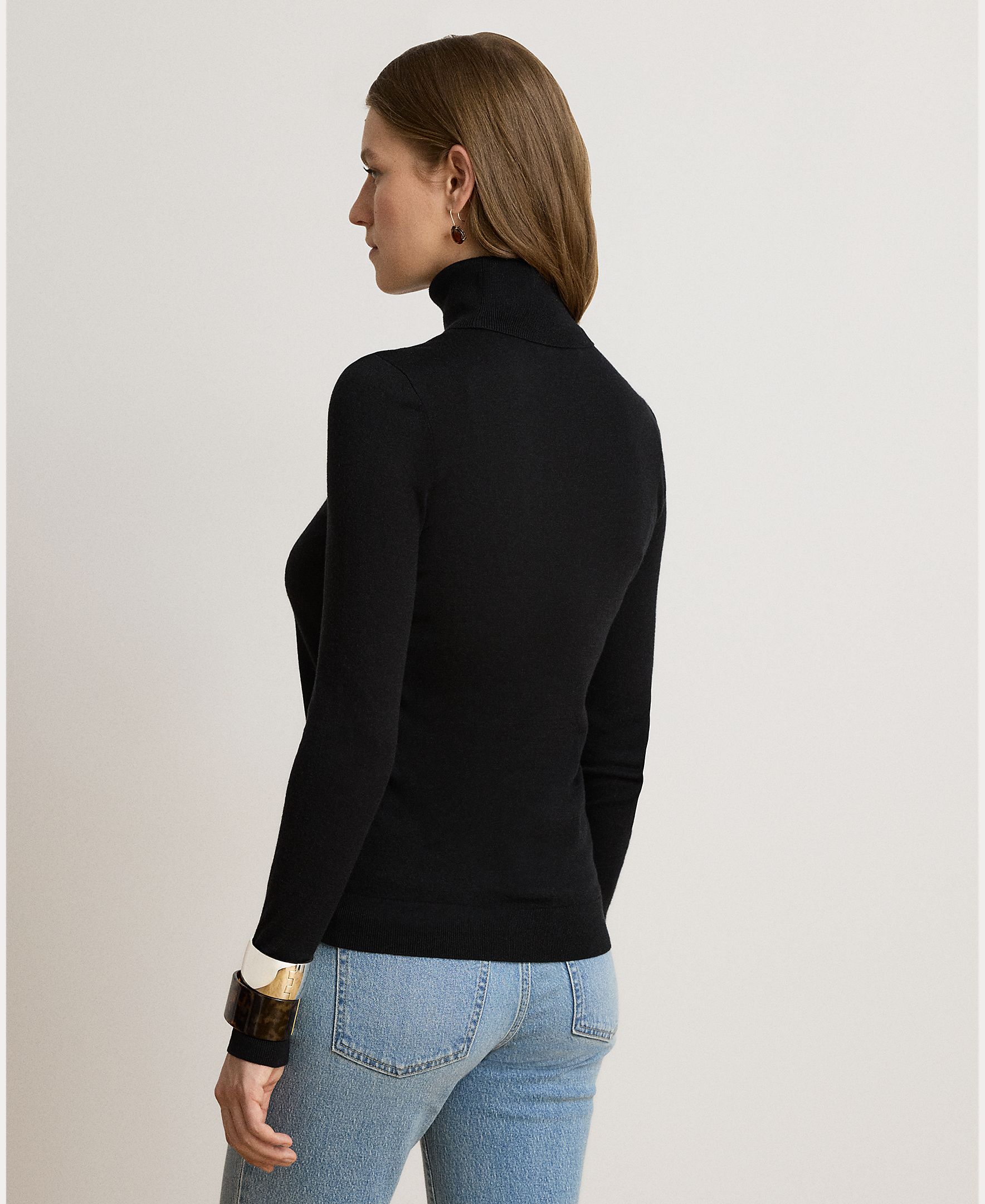 Camisola de Malha com Seda e Gola Dobrada, Disponível em Tamanhos Grandes Preto-3