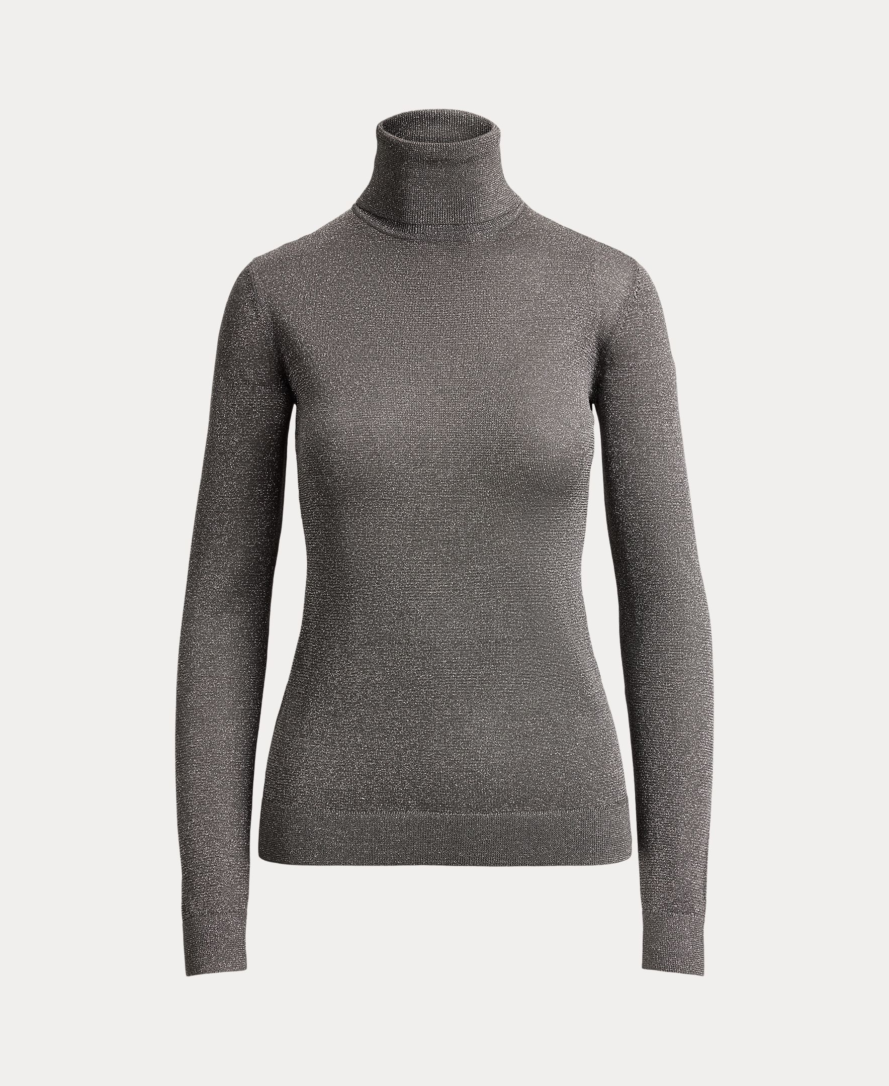 Camisola de Malha Metalizada com Gola Dobrada Prata-8