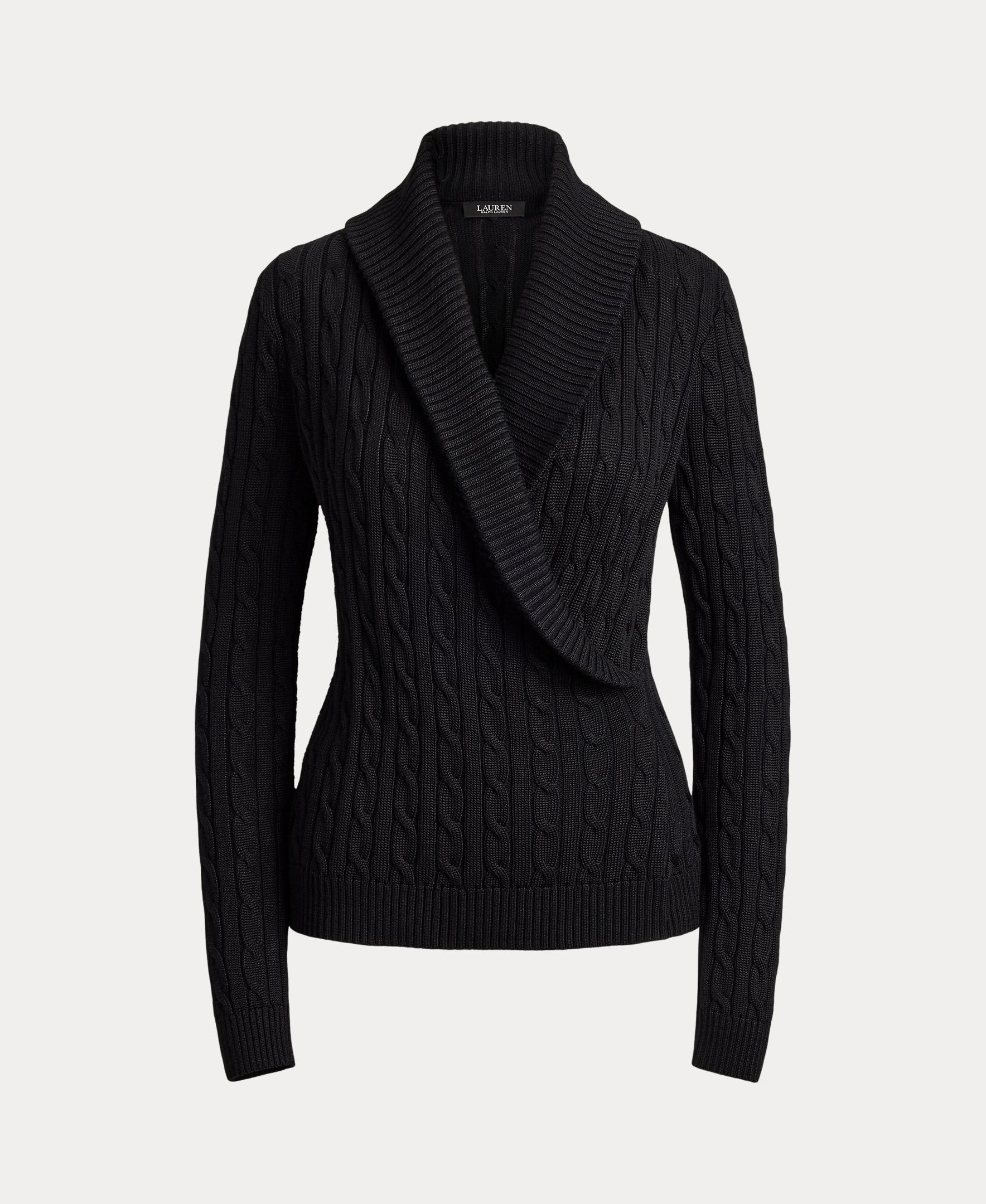 Camisola de Malha de Algodão com Decote Cruzado Preto-7