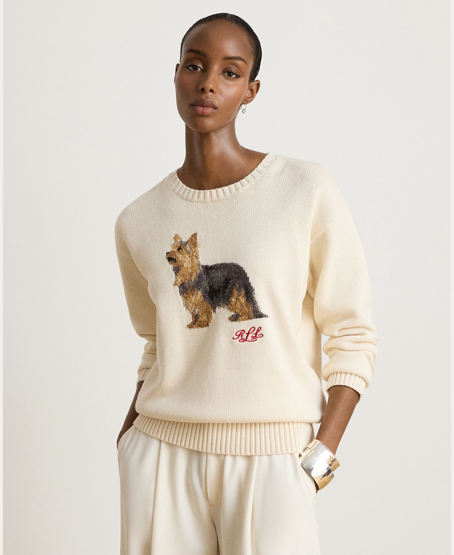 Imagem 0 de Camisola de Malha de Algodão com Cão em Tecido, Disponível em Tamanhos Grandes