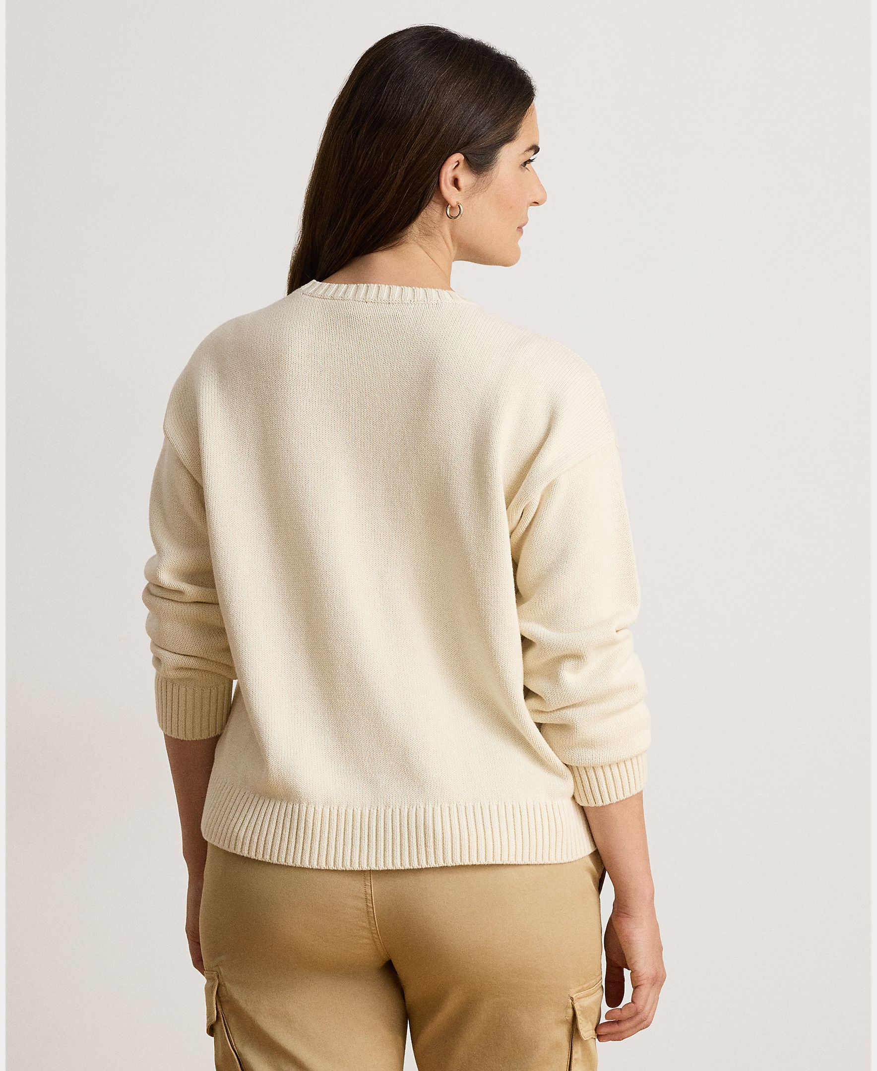 Camisola de Malha de Algodão com Cão em Tecido, Disponível em Tamanhos Grandes Creme-6
