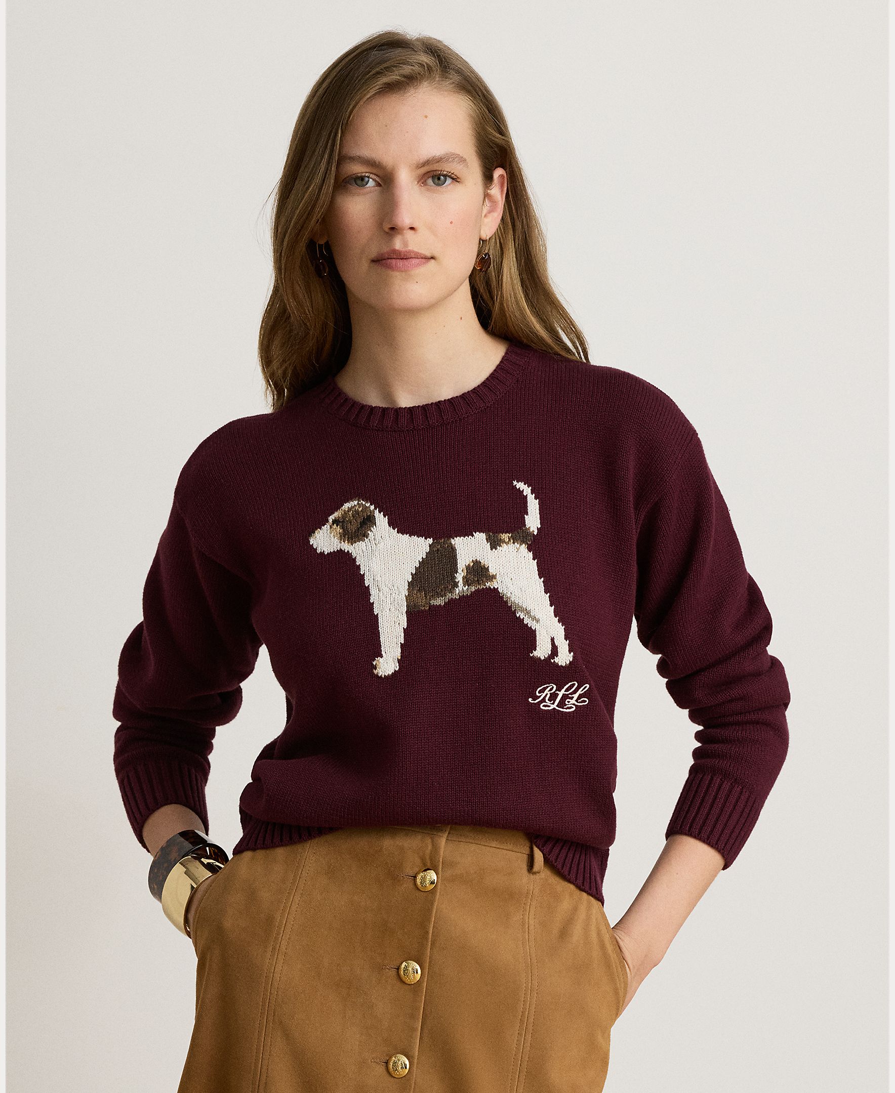 Imagem 0 de Camisola de Malha de Algodão com Cão em Tecido, Disponível em Tamanhos Grandes