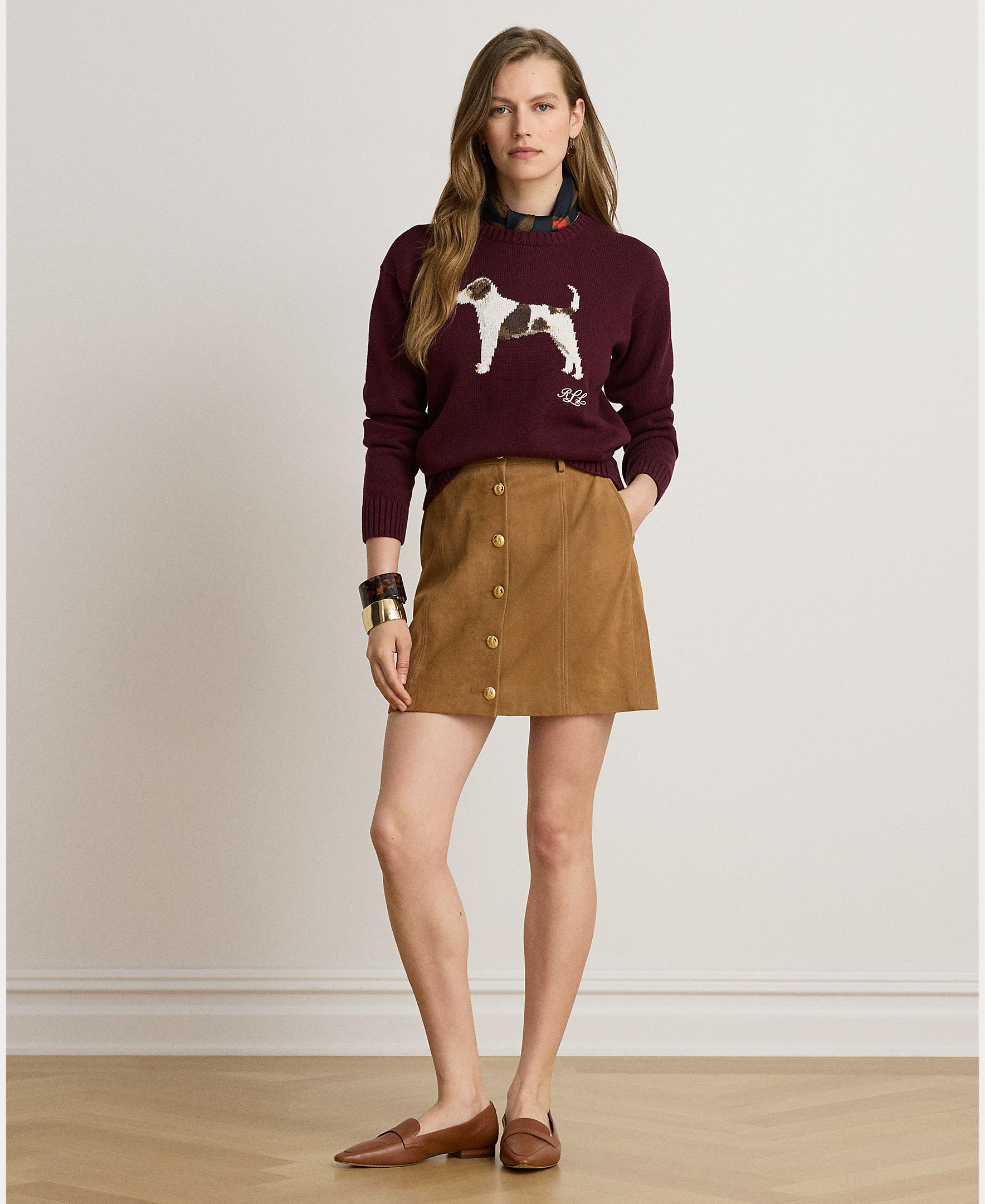 Camisola de Malha de Algodão com Cão em Tecido, Disponível em Tamanhos Grandes Grená-5