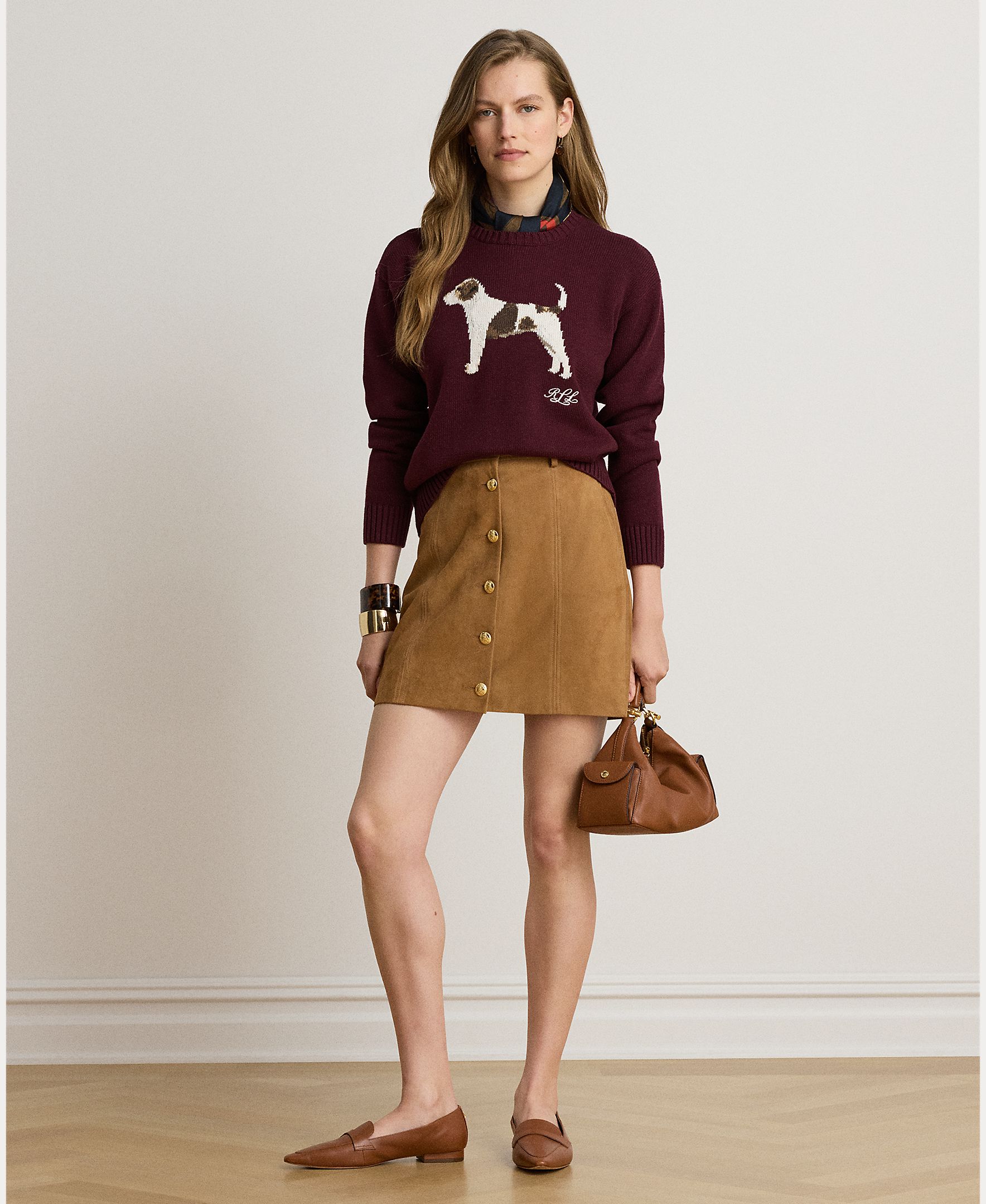 Camisola de Malha de Algodão com Cão em Tecido, Disponível em Tamanhos Grandes Grená-10