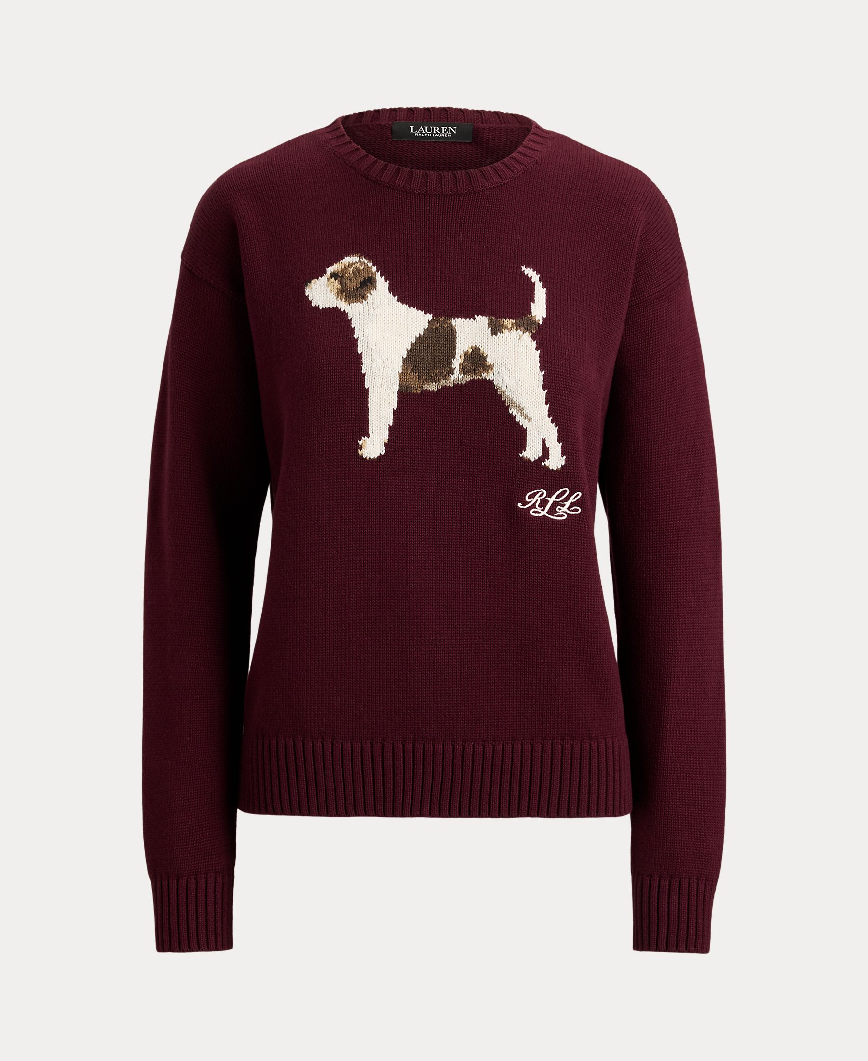 Camisola de Malha de Algodão com Cão em Tecido, Disponível em Tamanhos Grandes Grená-9