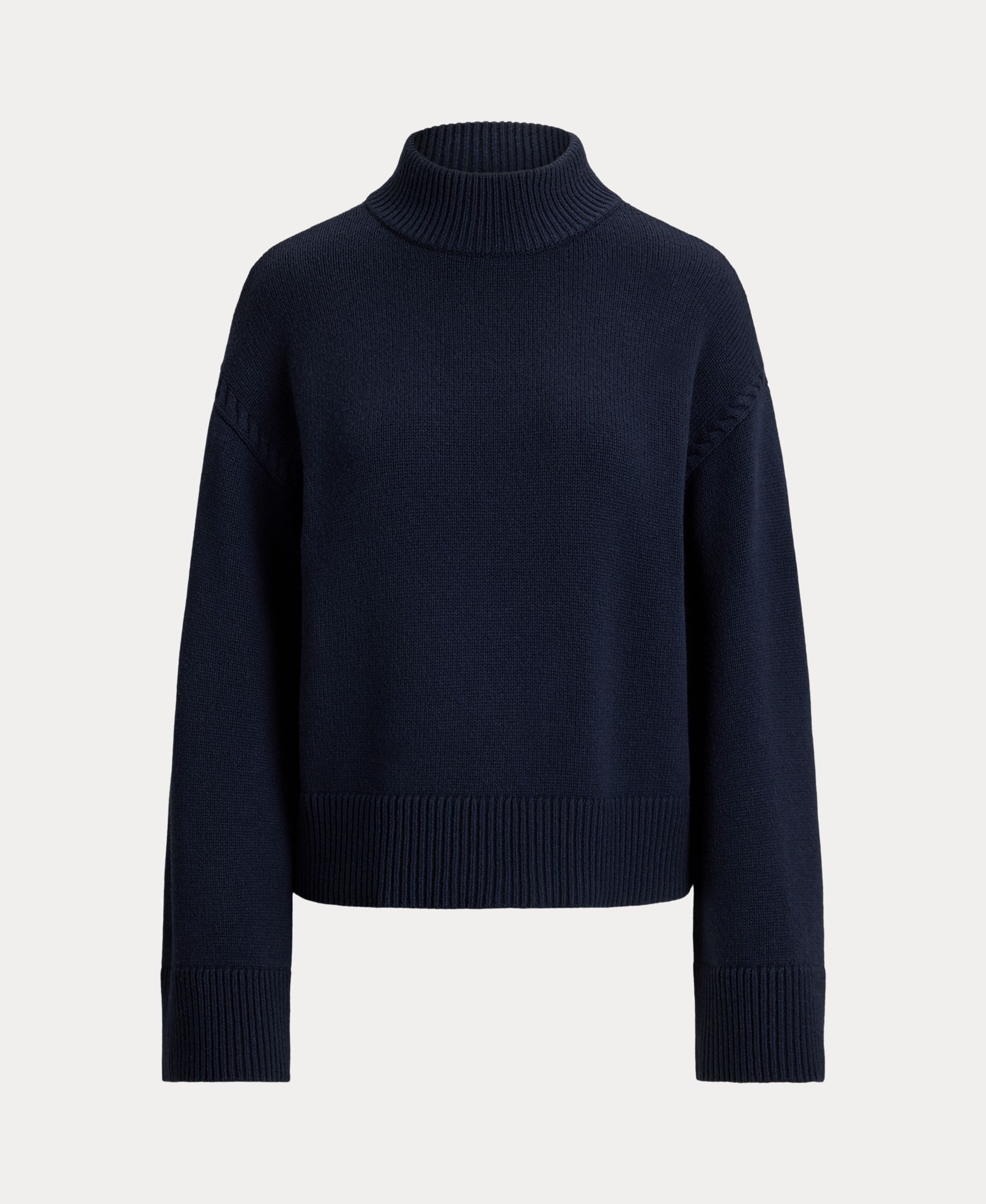 Camisola de malha de lã com gola alta Azul-marinho-5