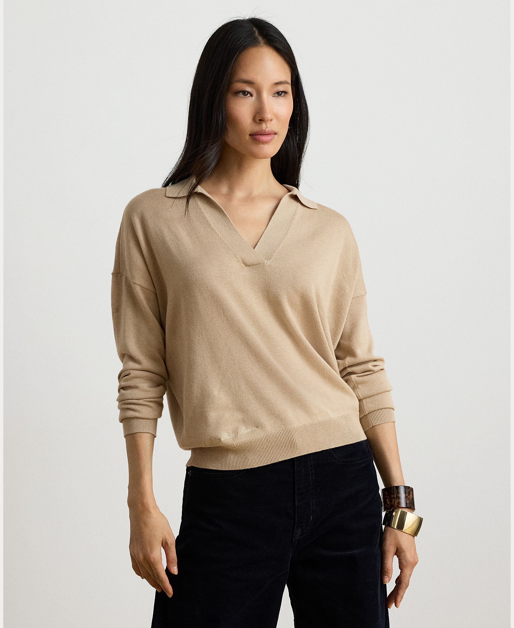 Imagem 0 de Camisola de Malha Tipo Polo de Algodão e Modal