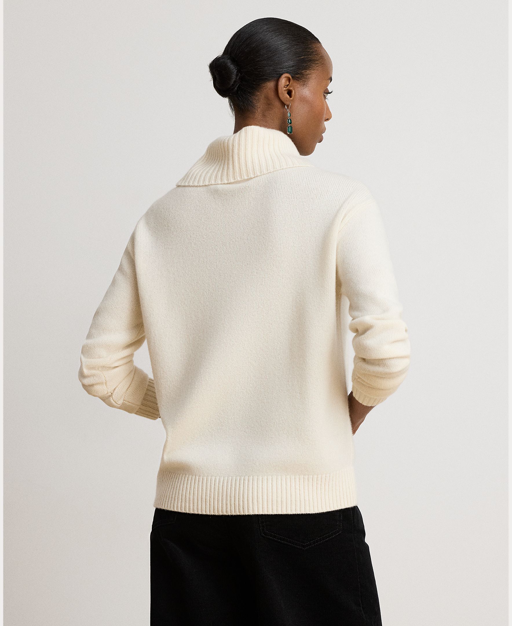 Camisola de Malha de Caxemira com Logótipo Creme-3