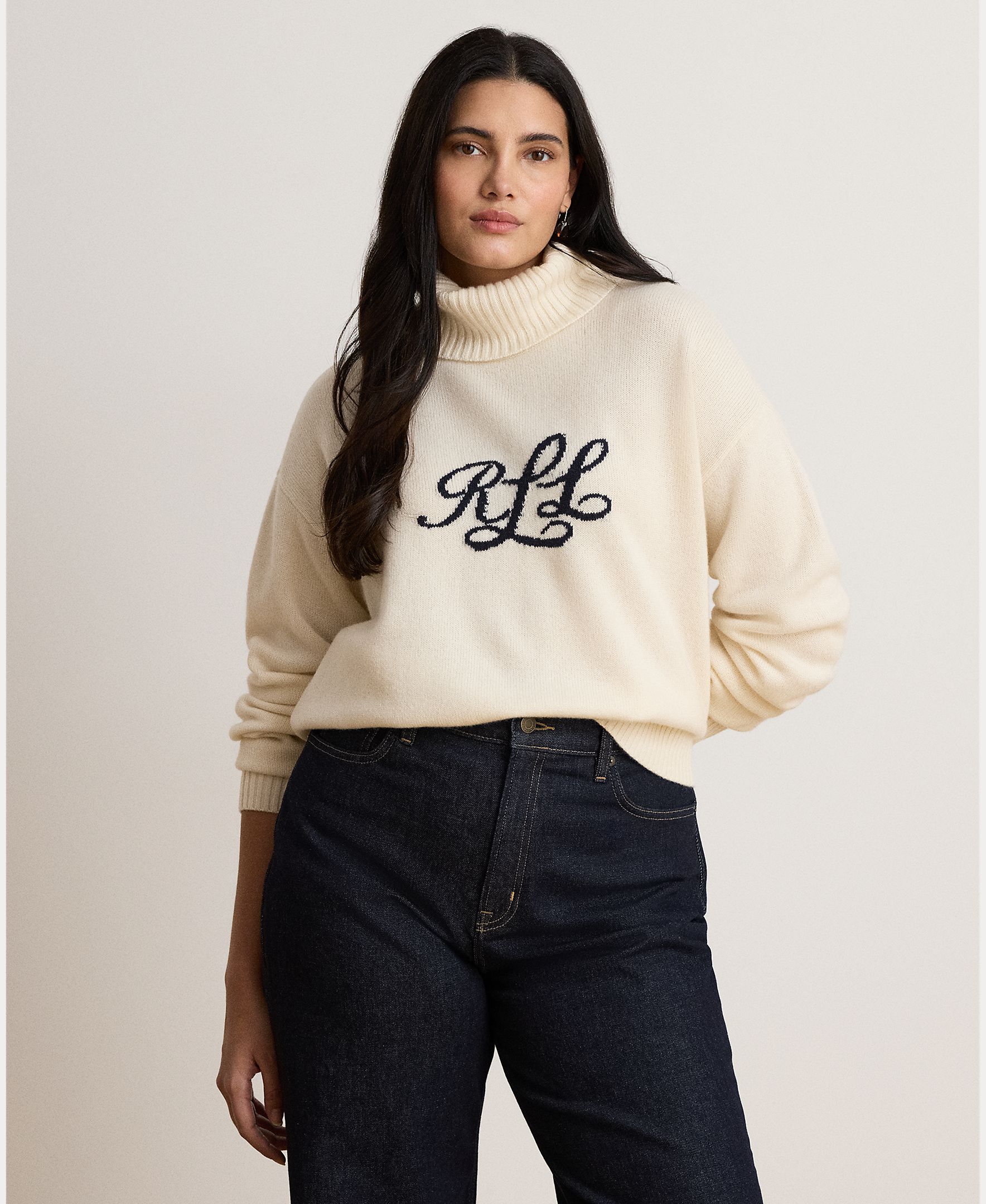 Camisola de Malha de Caxemira com Logótipo Creme-6