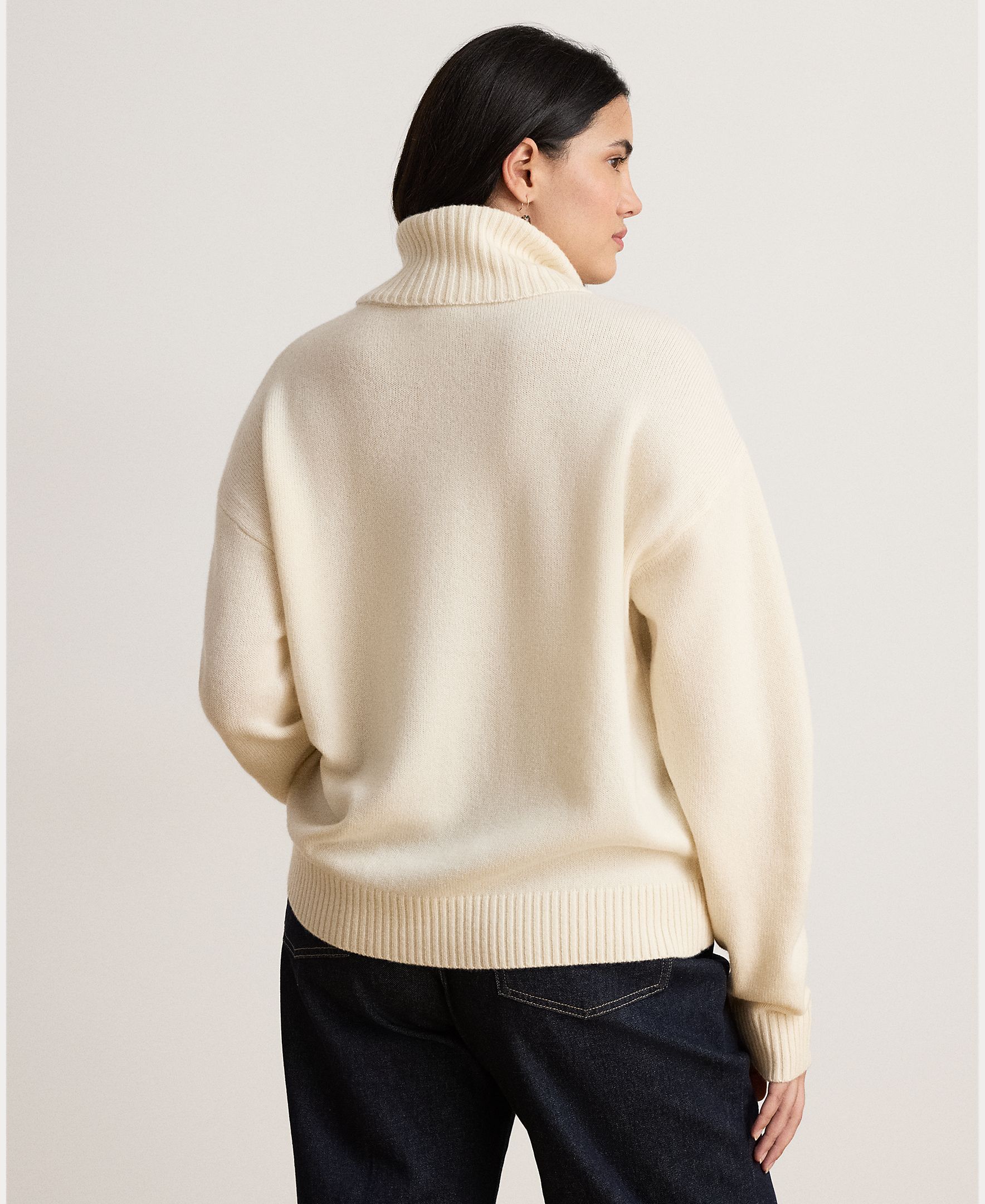 Camisola de Malha de Caxemira com Logótipo Creme-7