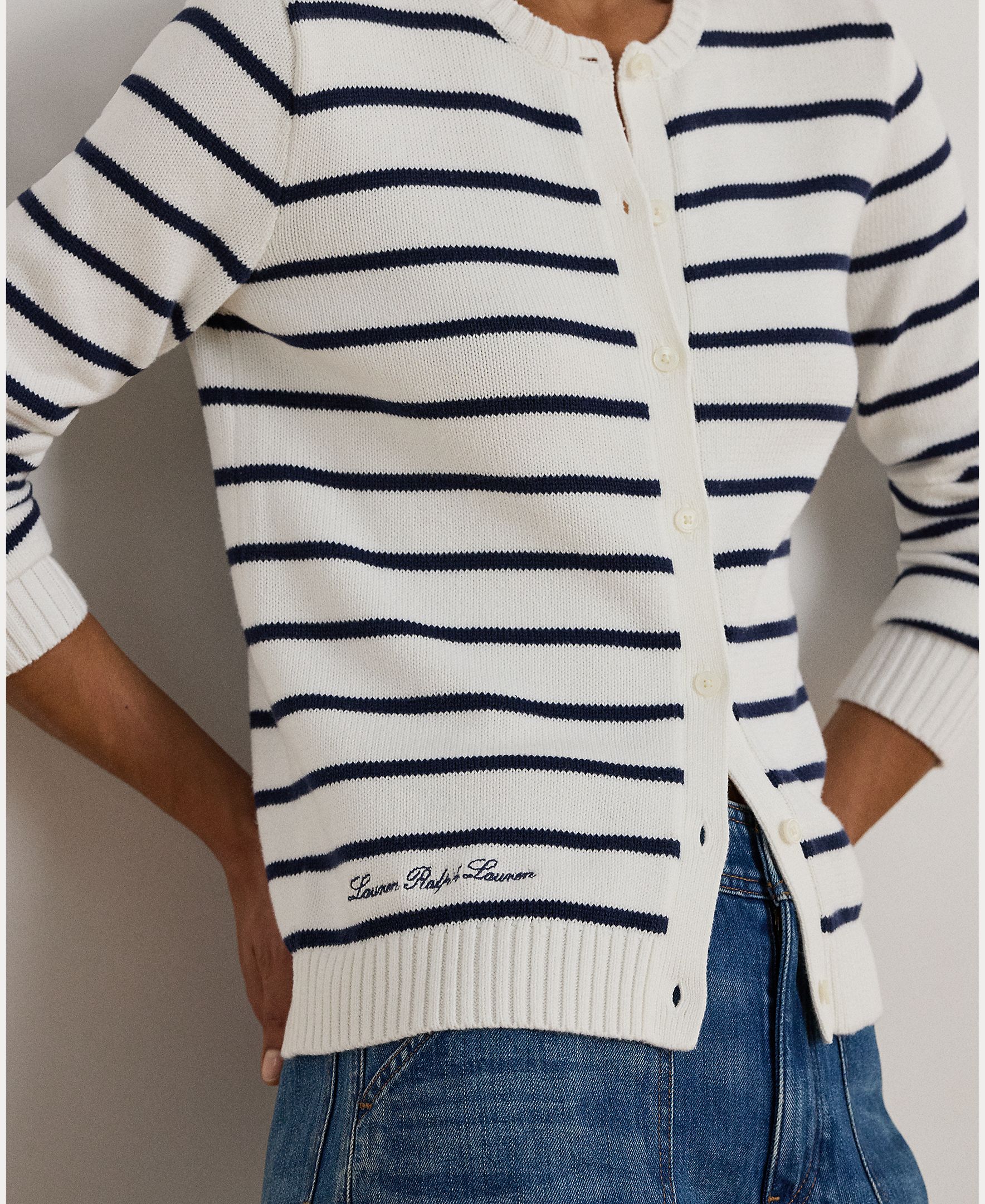 Cardigan de Algodão com Estampado Azul-3