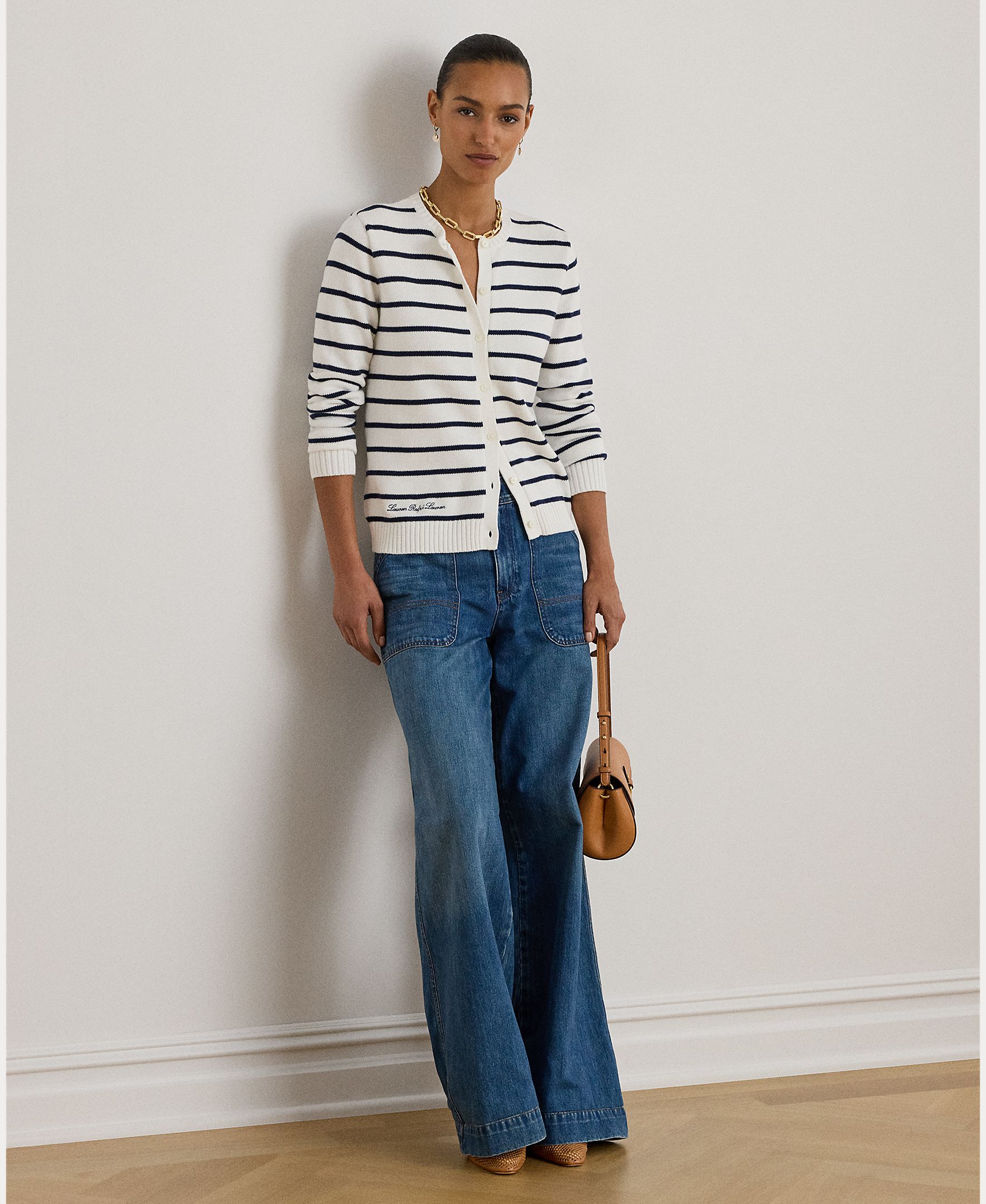 Cardigan de Algodão com Estampado Azul-5
