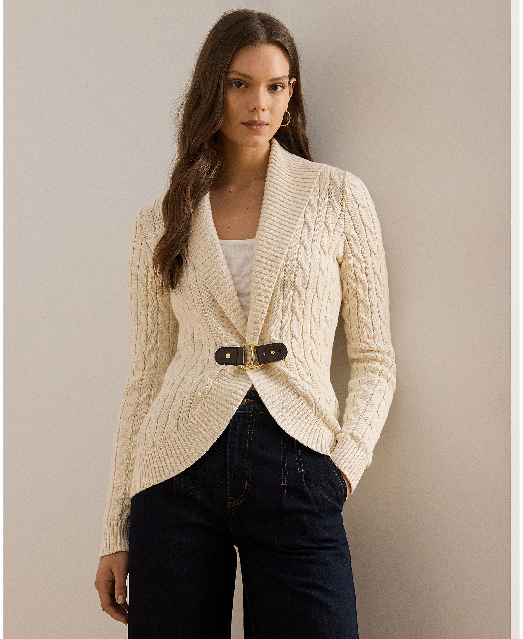 Cardigan com Fivela de Algodão Cru-1