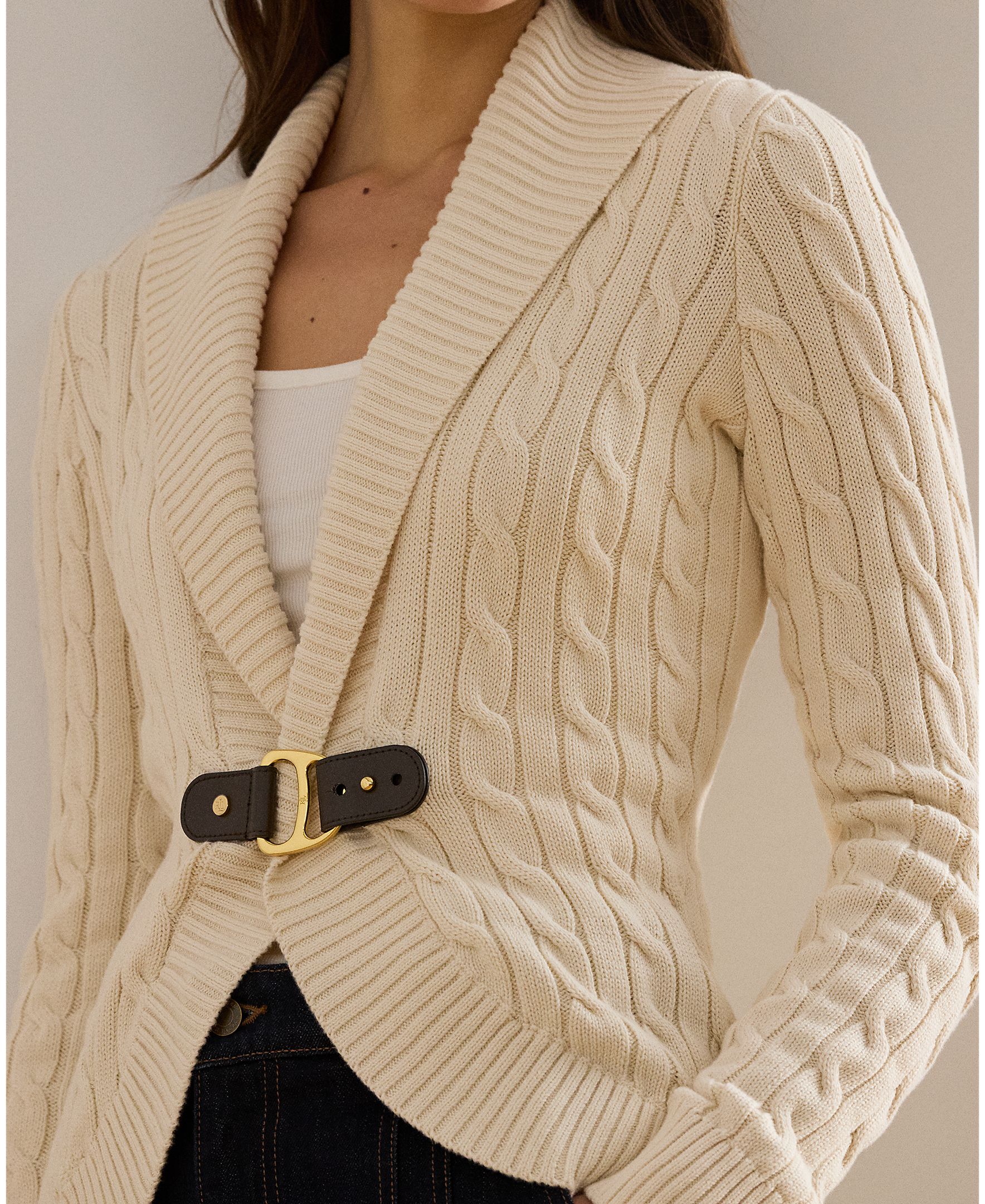 Cardigan com Fivela de Algodão Cru-3