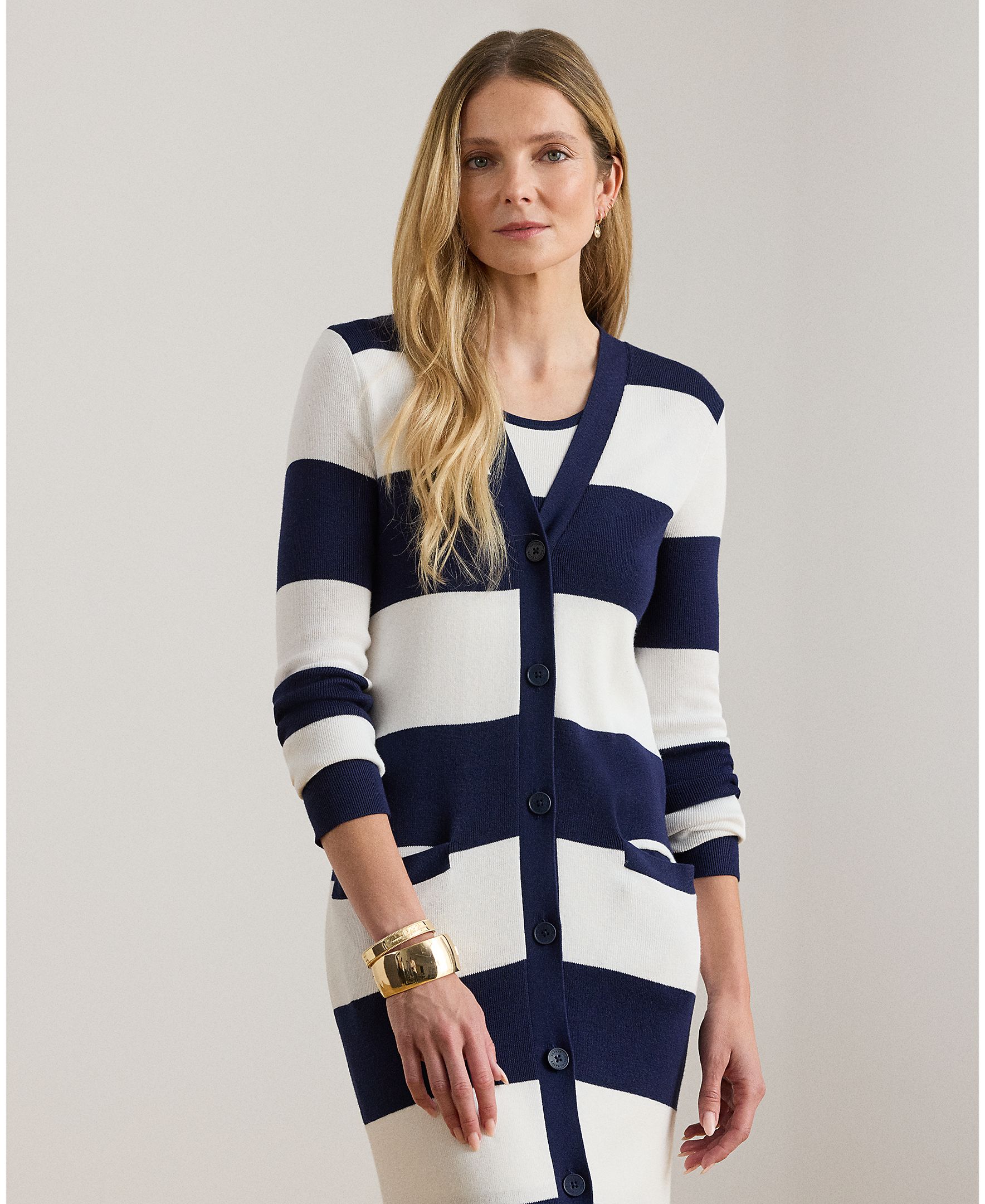 Cardigan Comprido Estampado Azul-3