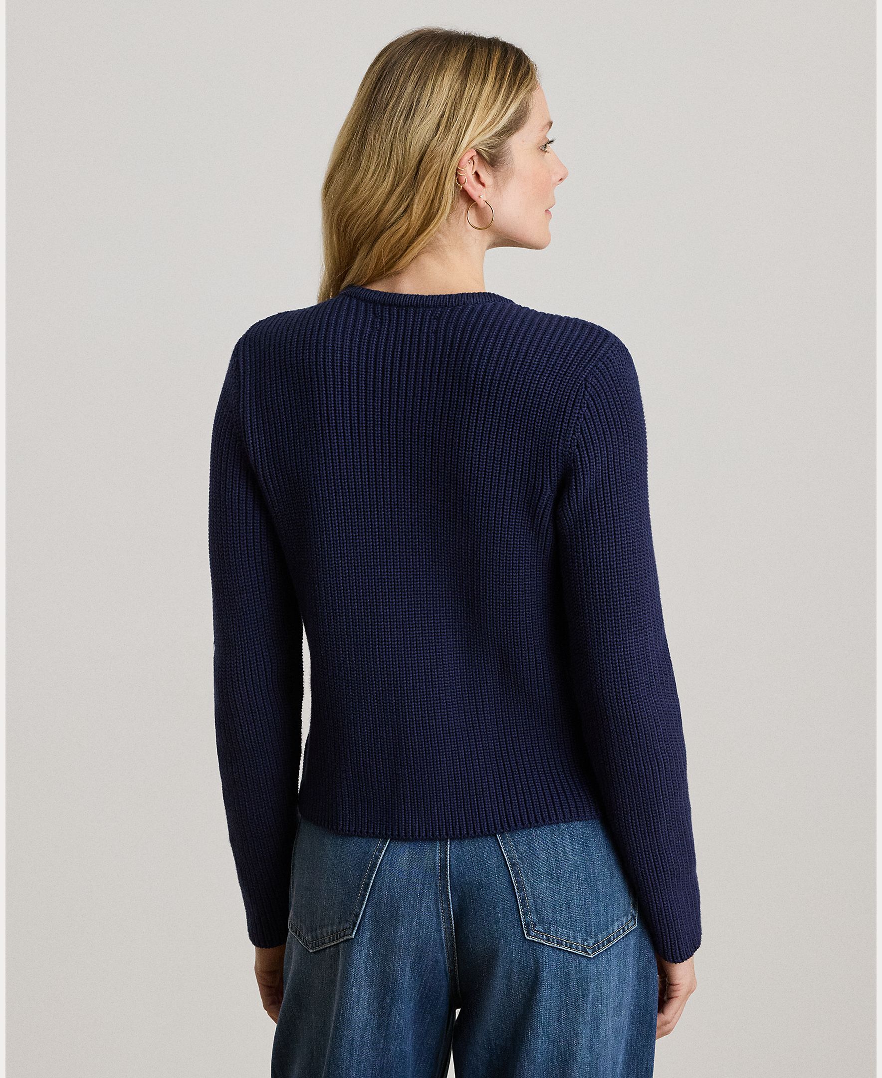 Cardigan com Botões e em Algodão Azul-marinho-2