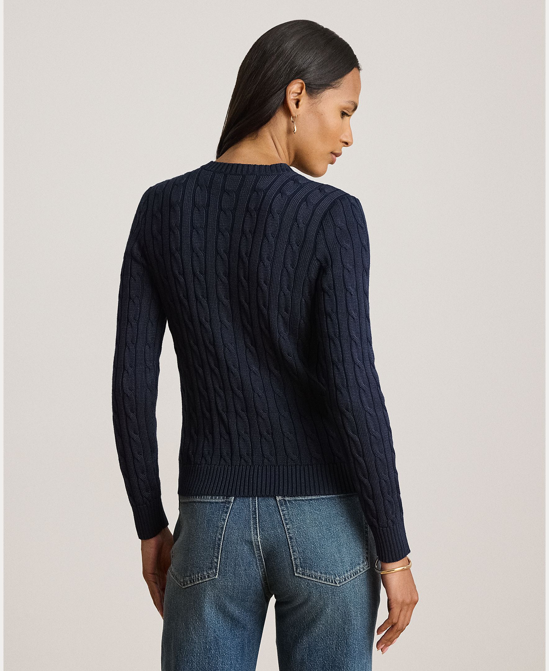 Cárdigan de mujer de algodón en punto de ochos - Lauren Ralph Lauren - Azul marino Azul marino-3