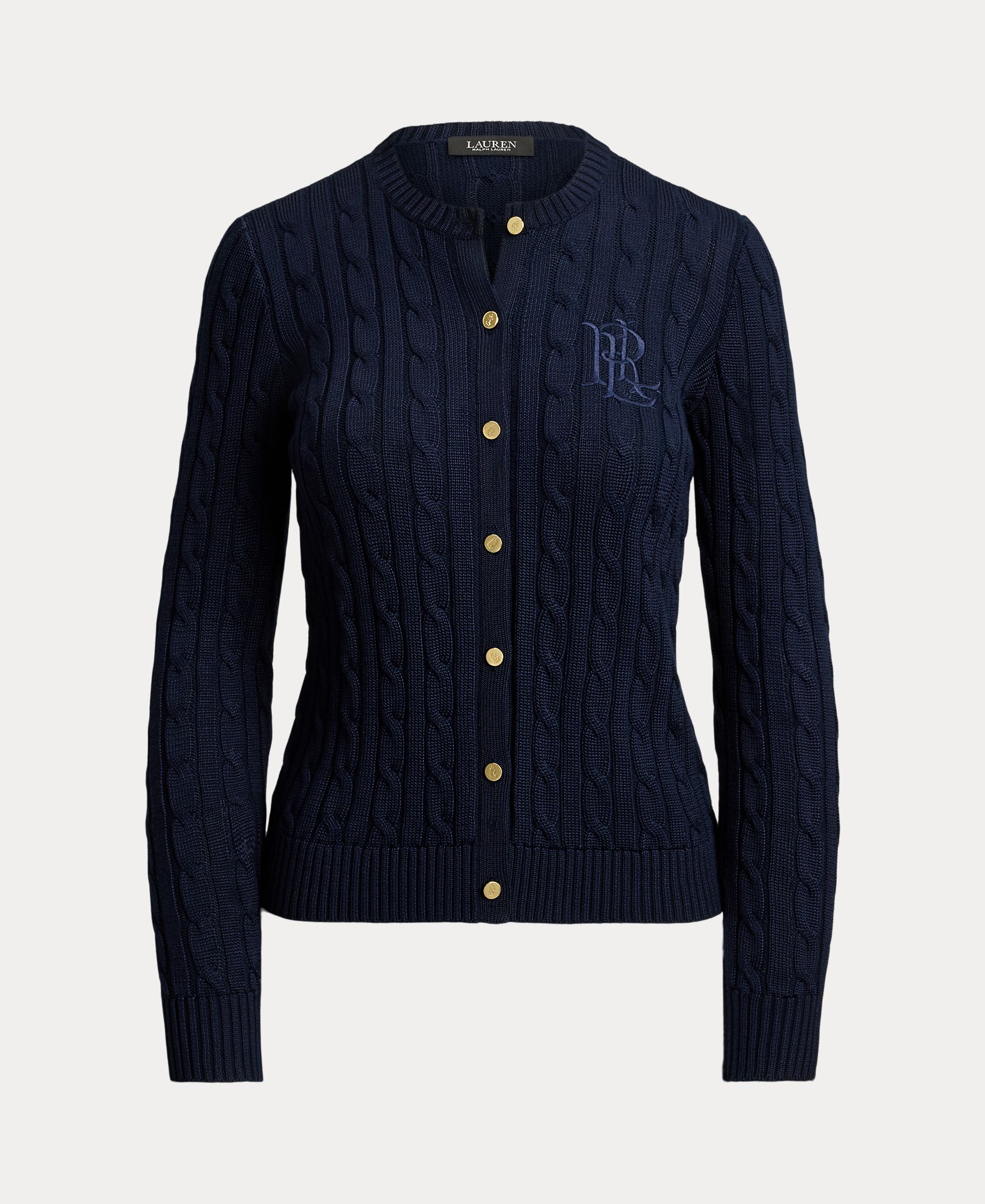 Cárdigan de mujer de algodón en punto de ochos - Lauren Ralph Lauren - Azul marino Azul marino-6