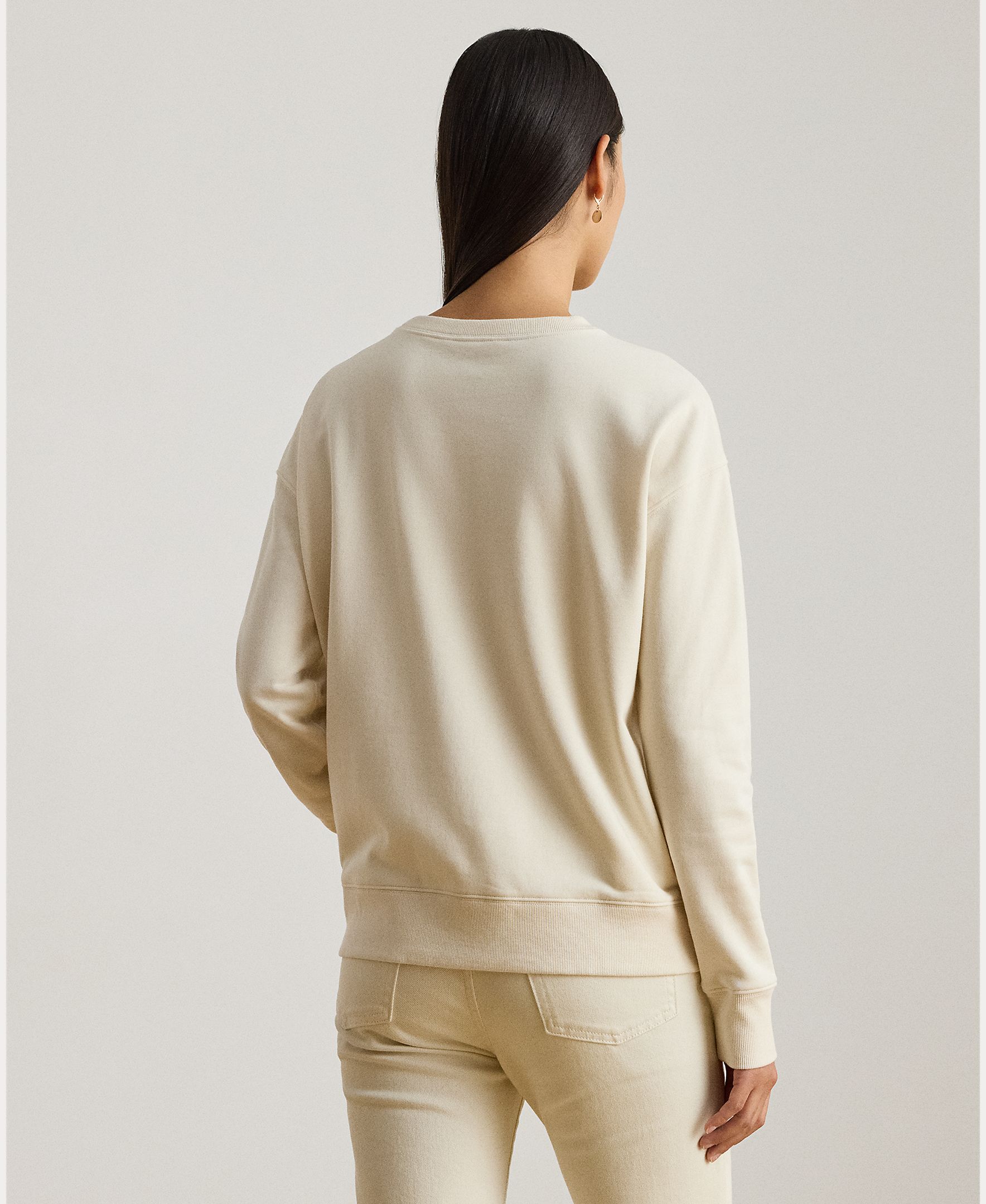 Camisola de mulher com manga comprida e decote redondo Creme-2