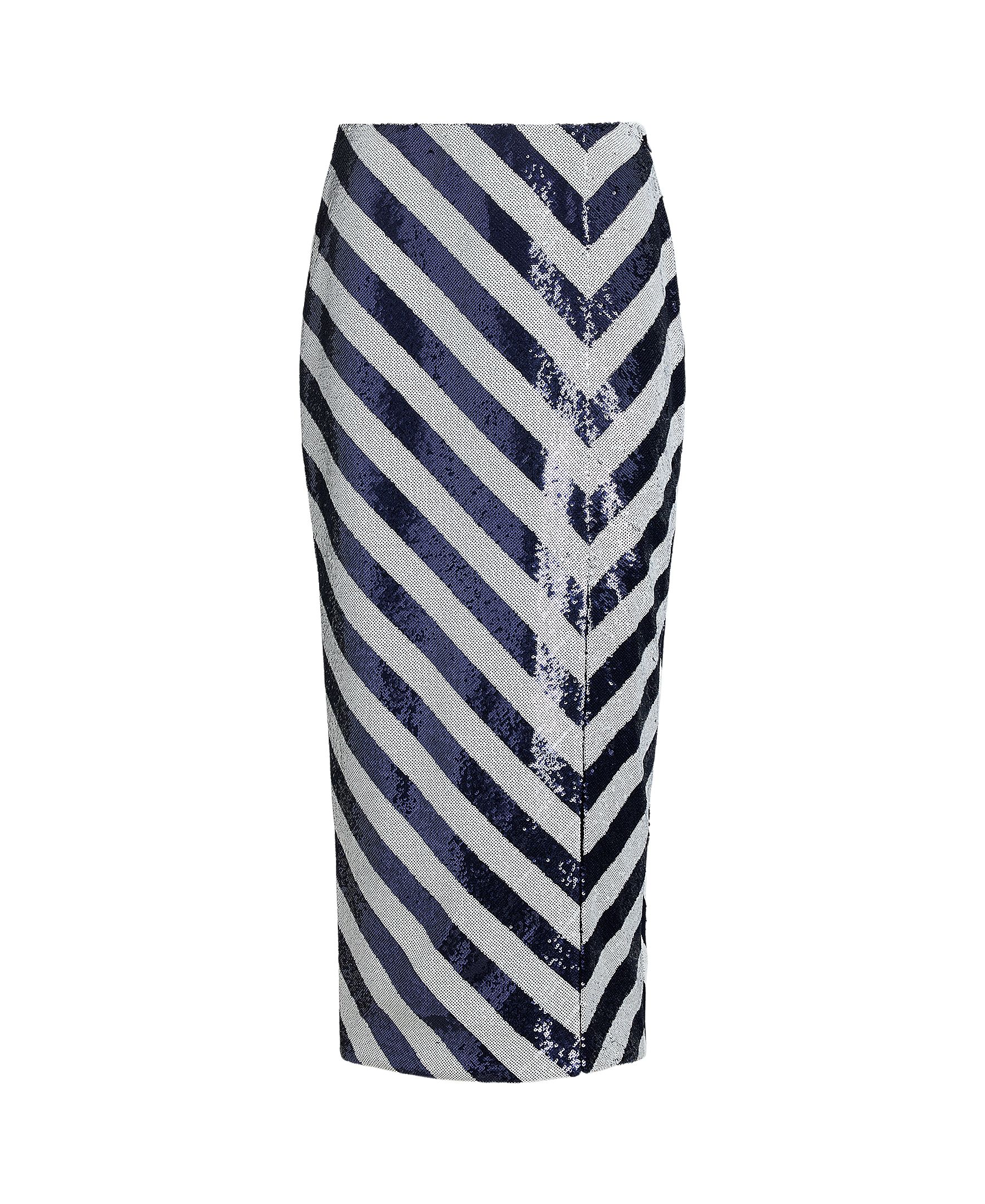 Saia Midi de Tubo com Lantejoulas Azul-5