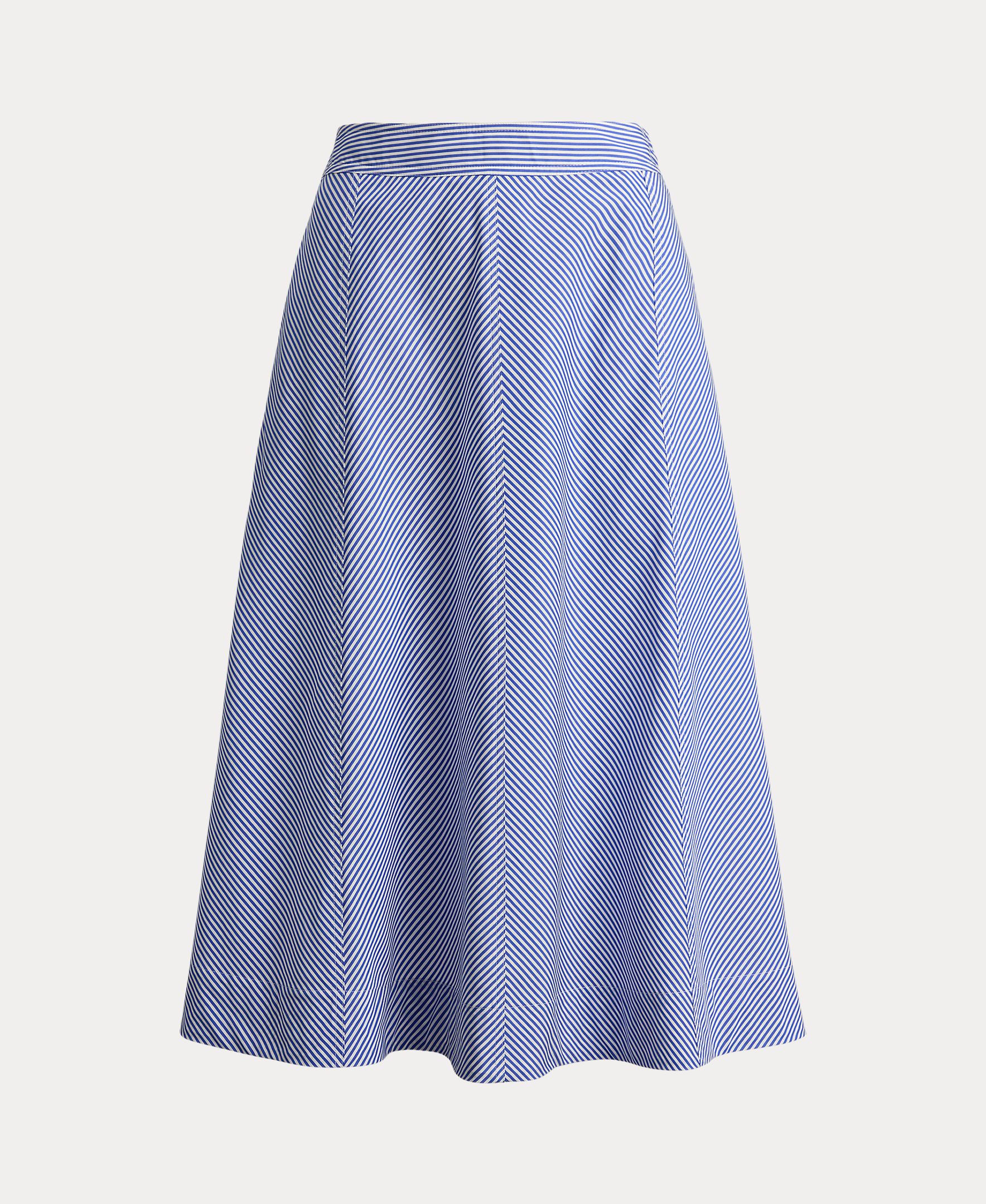 Saia Midi com Corte Evasê e Estampado Azul-5